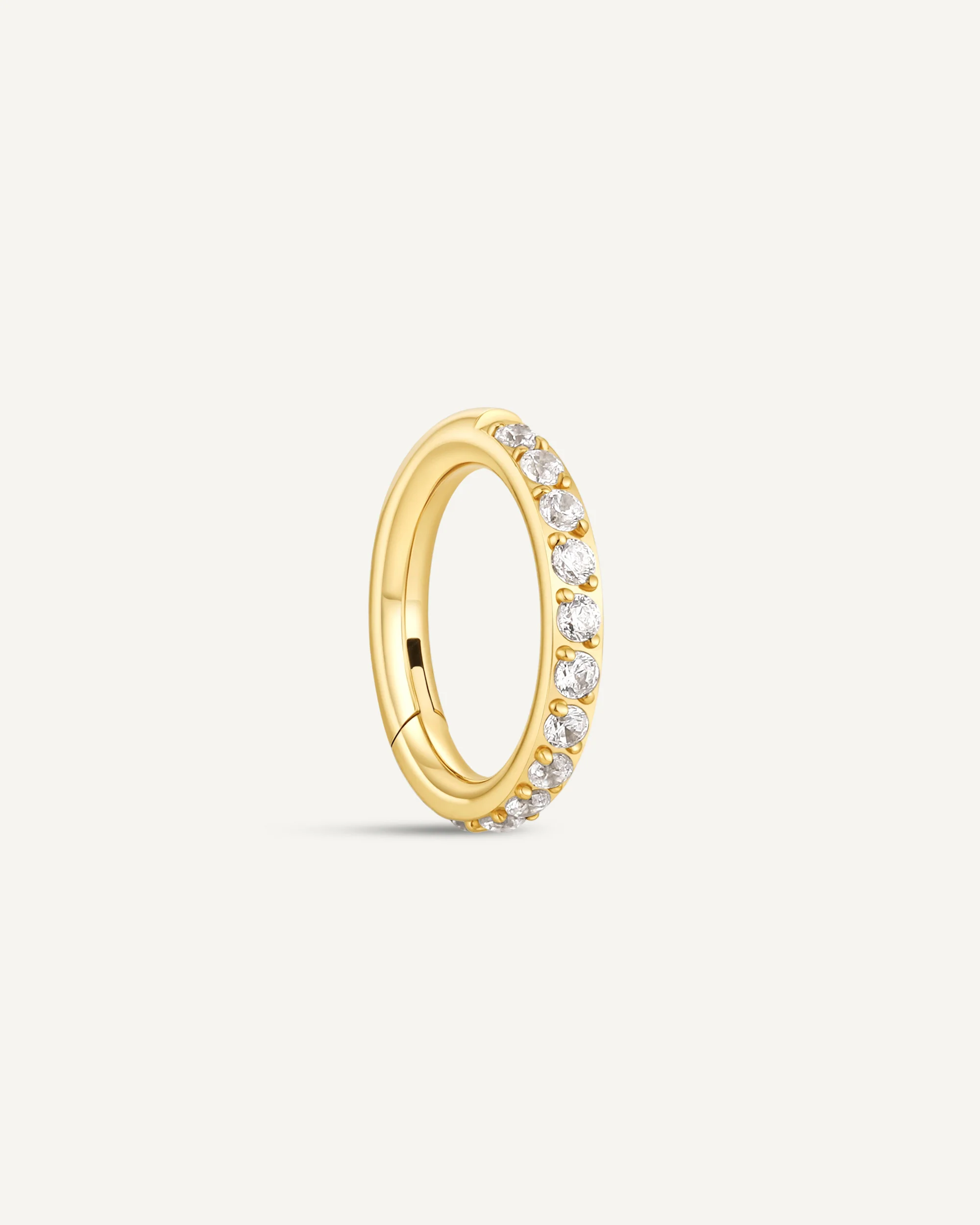 CZ Paved Titanium Clicker Huggies In Gold - Image 4