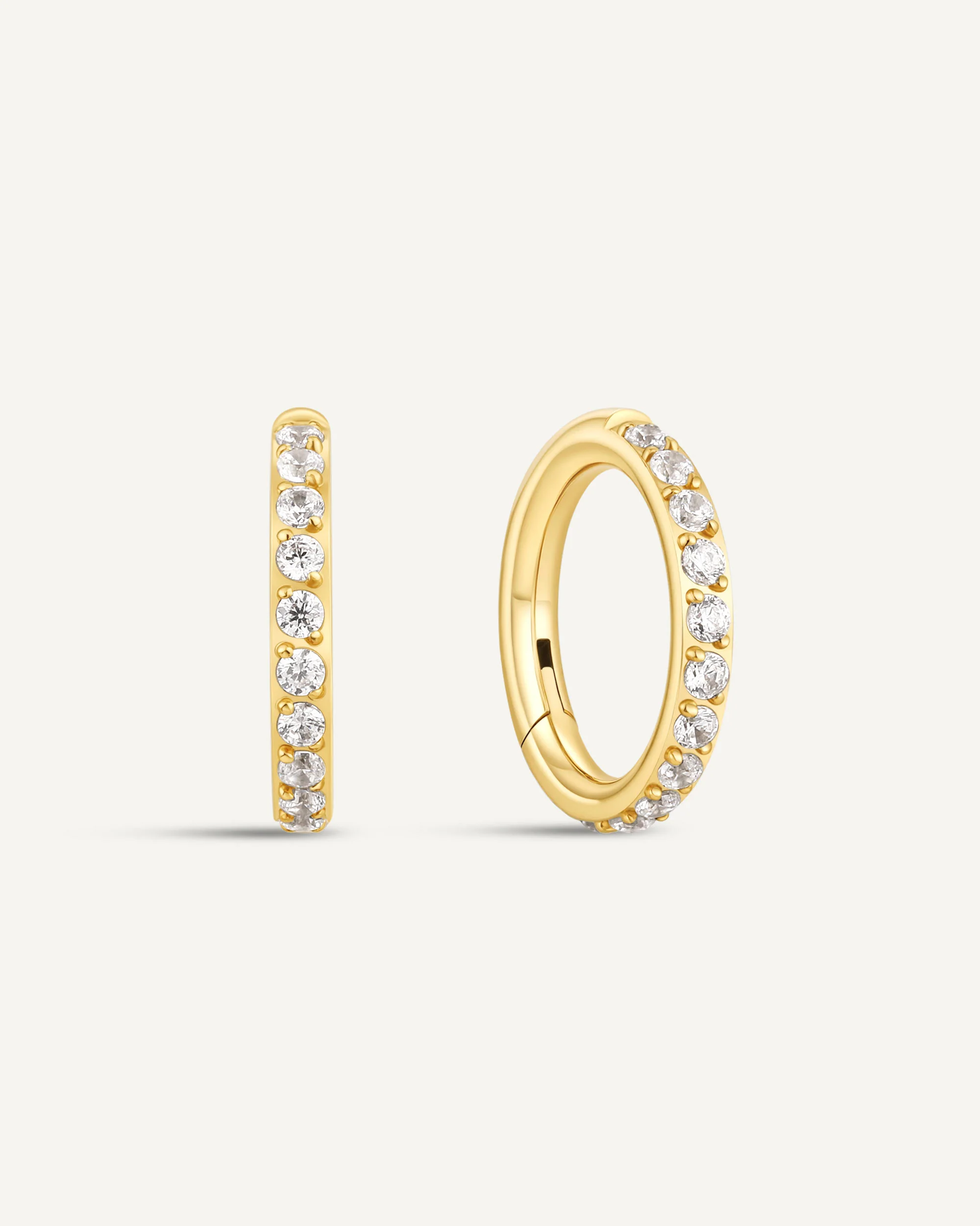 CZ Paved Titanium Clicker Huggies In Gold - Image 5