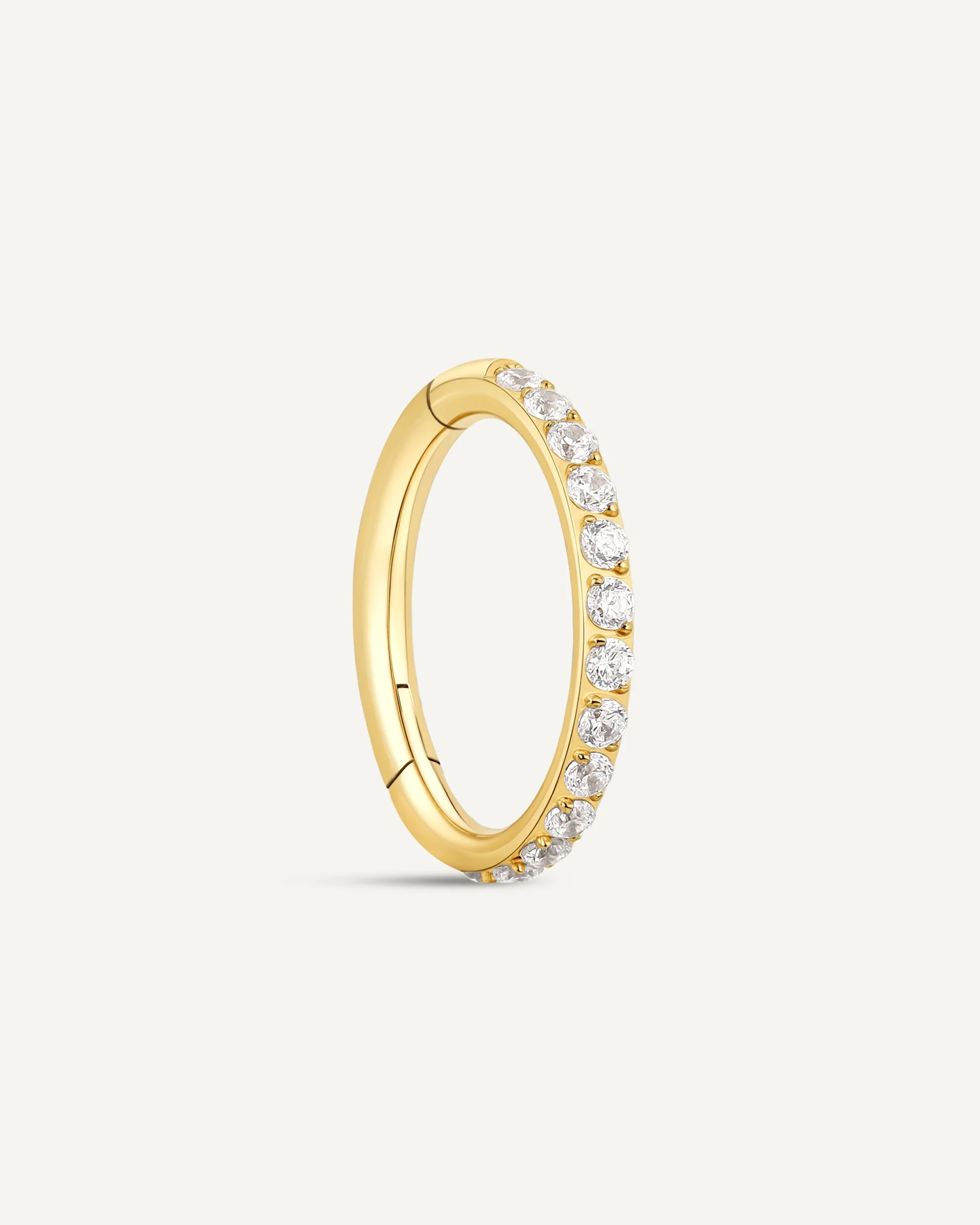CZ Paved Titanium Clicker Huggies In Gold - Image 6