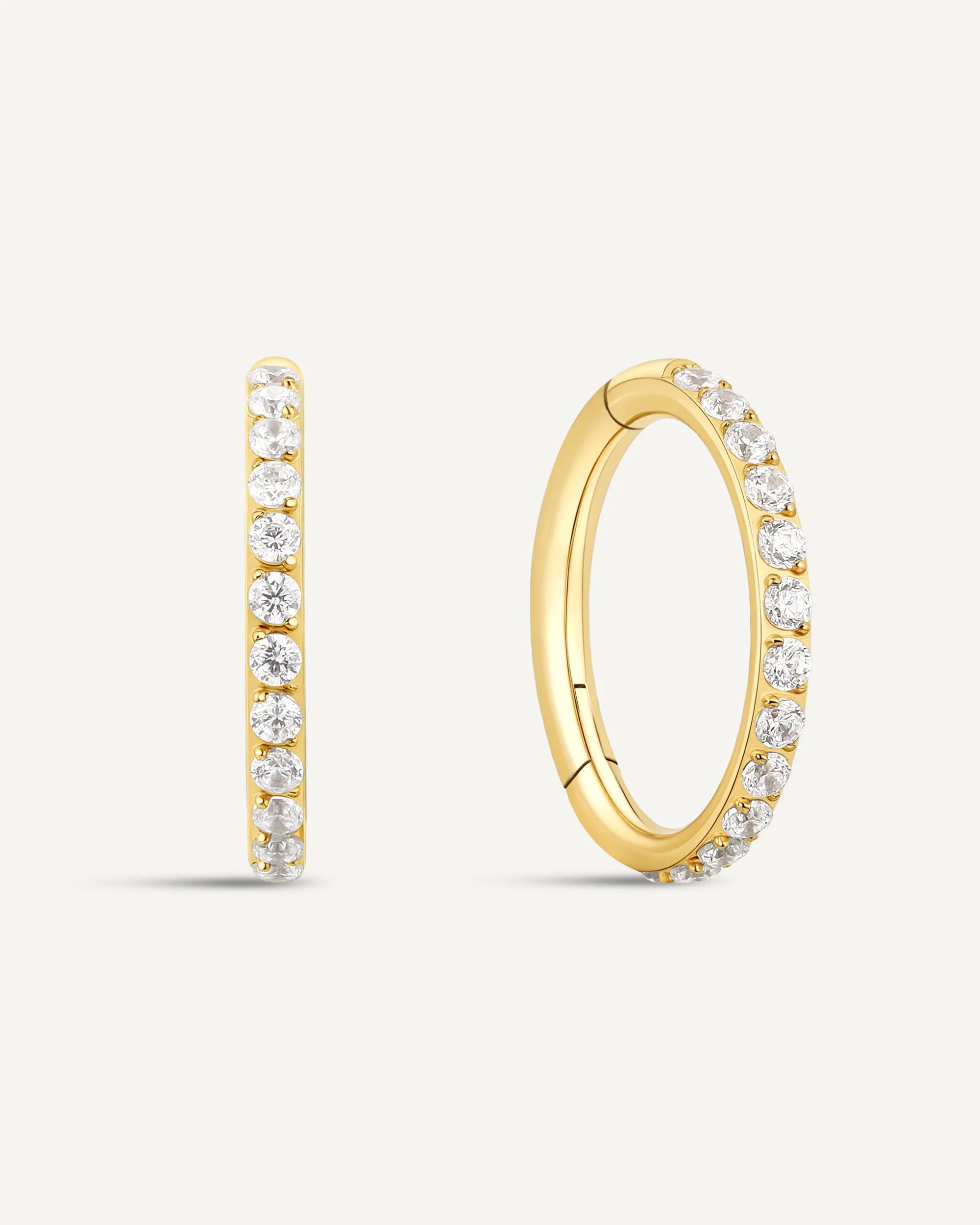 CZ Paved Titanium Clicker Huggies In Gold - Image 7