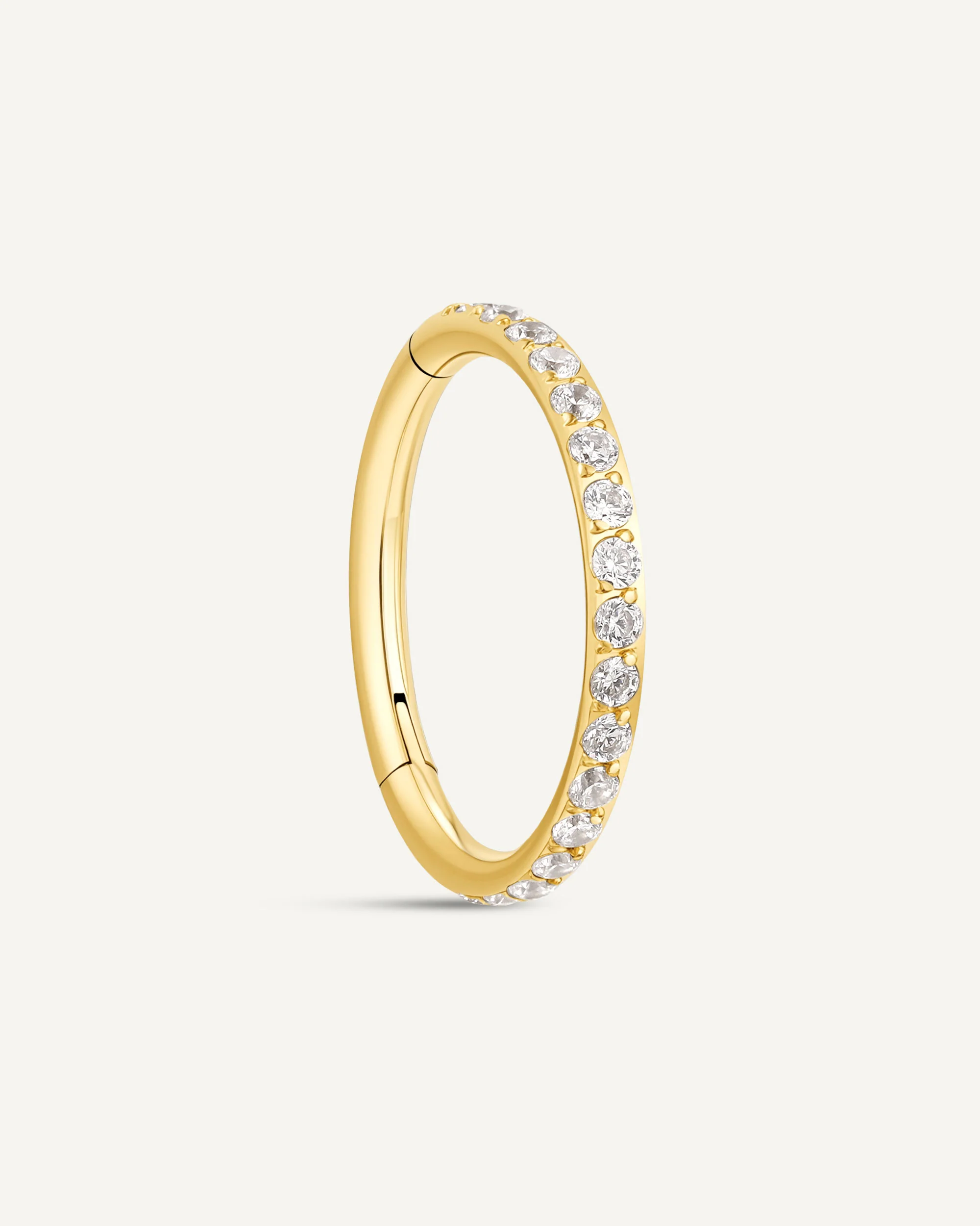 CZ Paved Titanium Clicker Huggies In Gold - Image 8