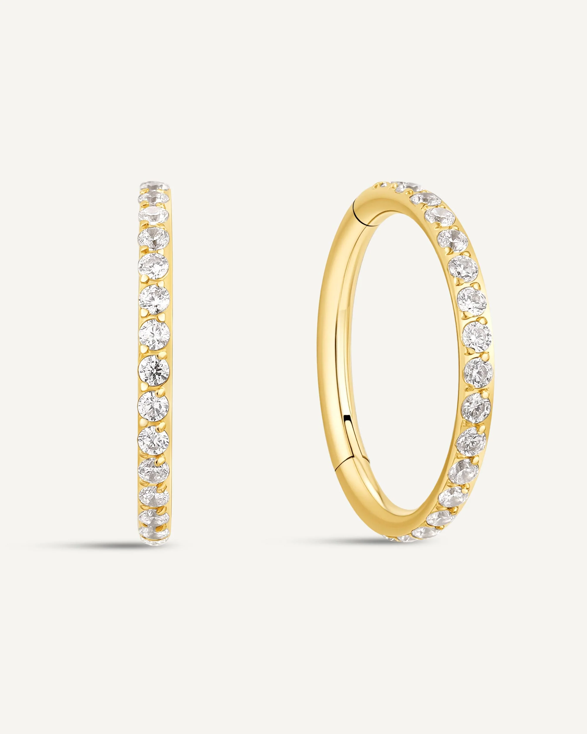 CZ Paved Titanium Clicker Huggies In Gold - Image 9