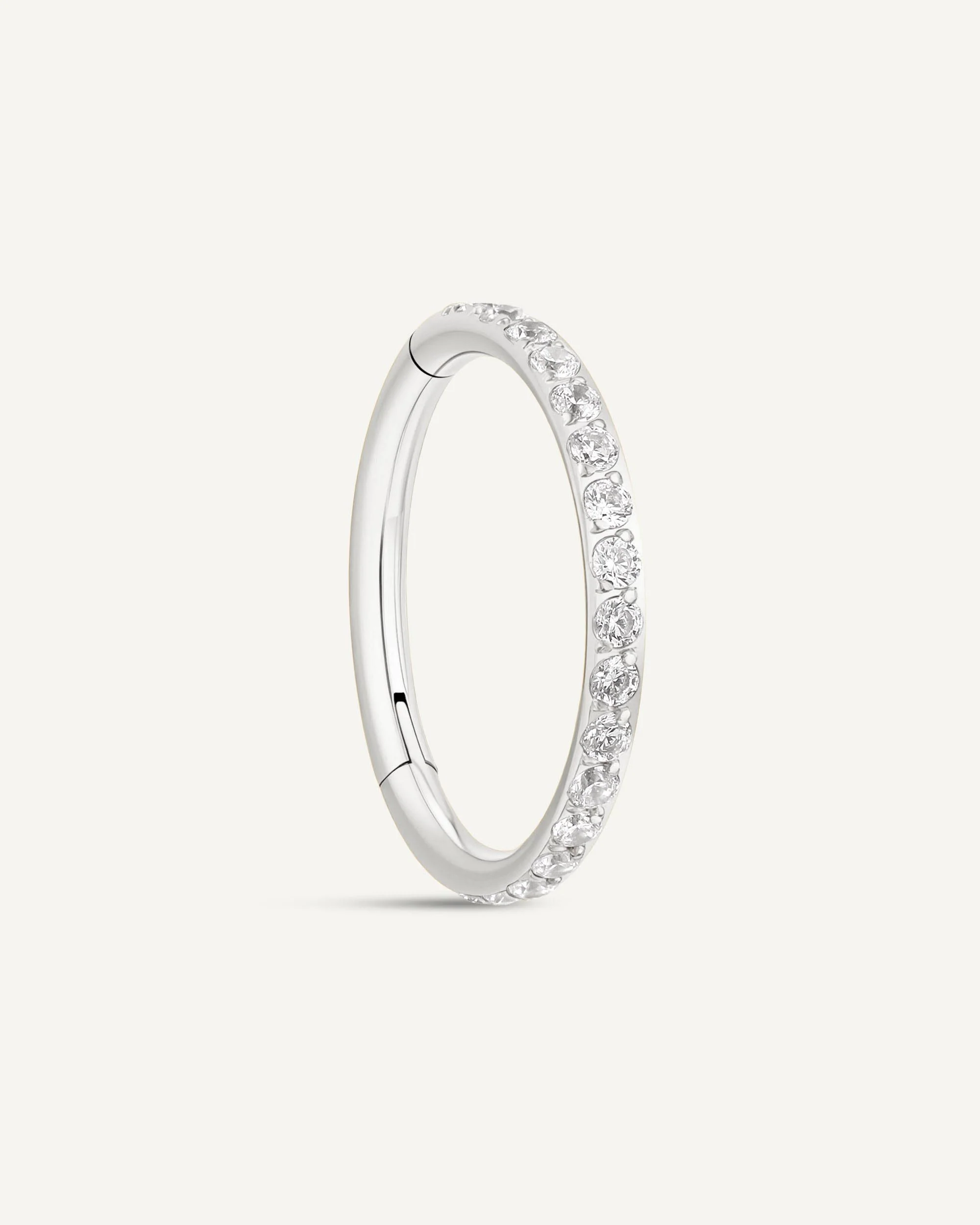 CZ Paved Titanium Clicker Huggies In Silver - Image 10