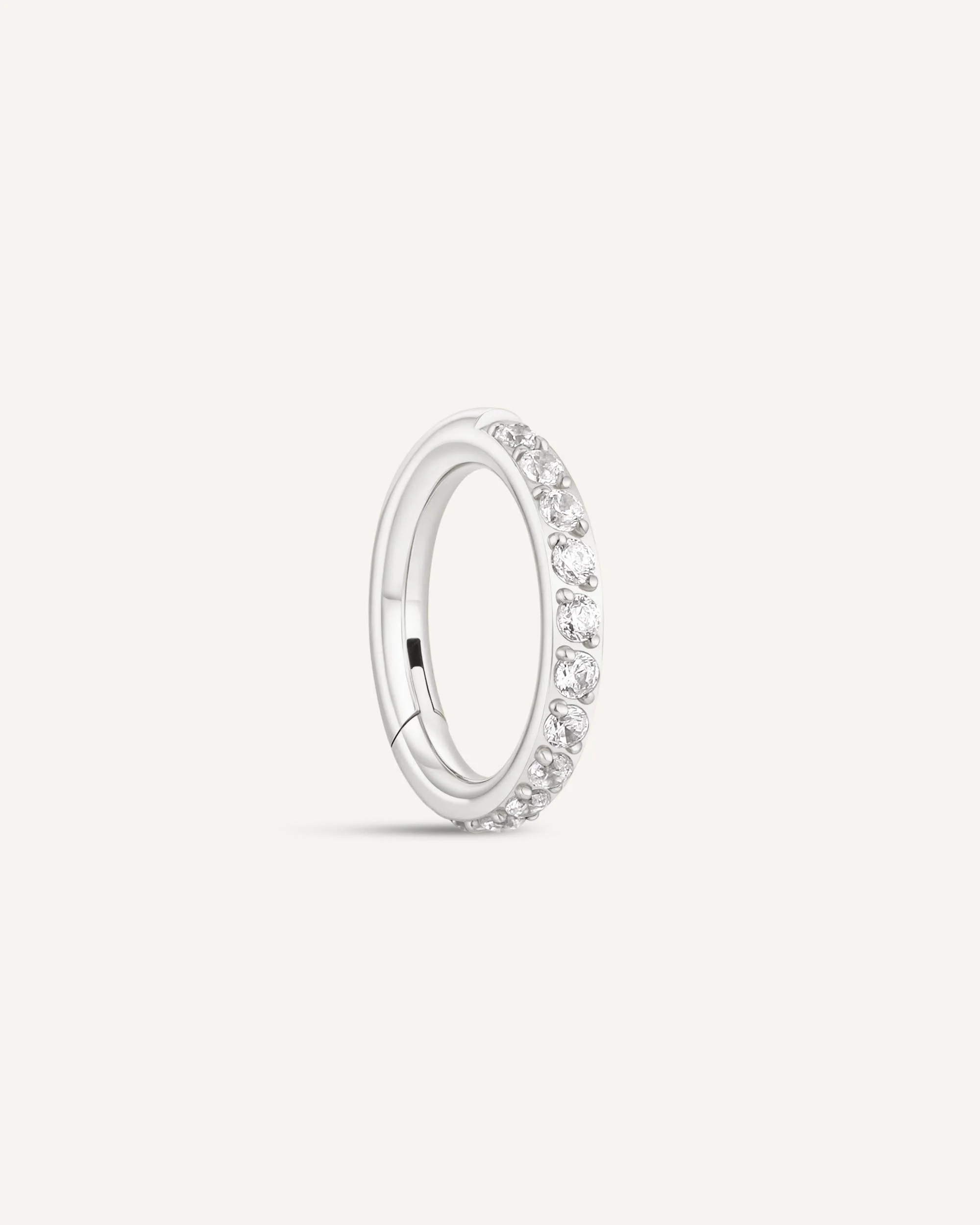 CZ Paved Titanium Clicker Huggies In Silver - Image 6