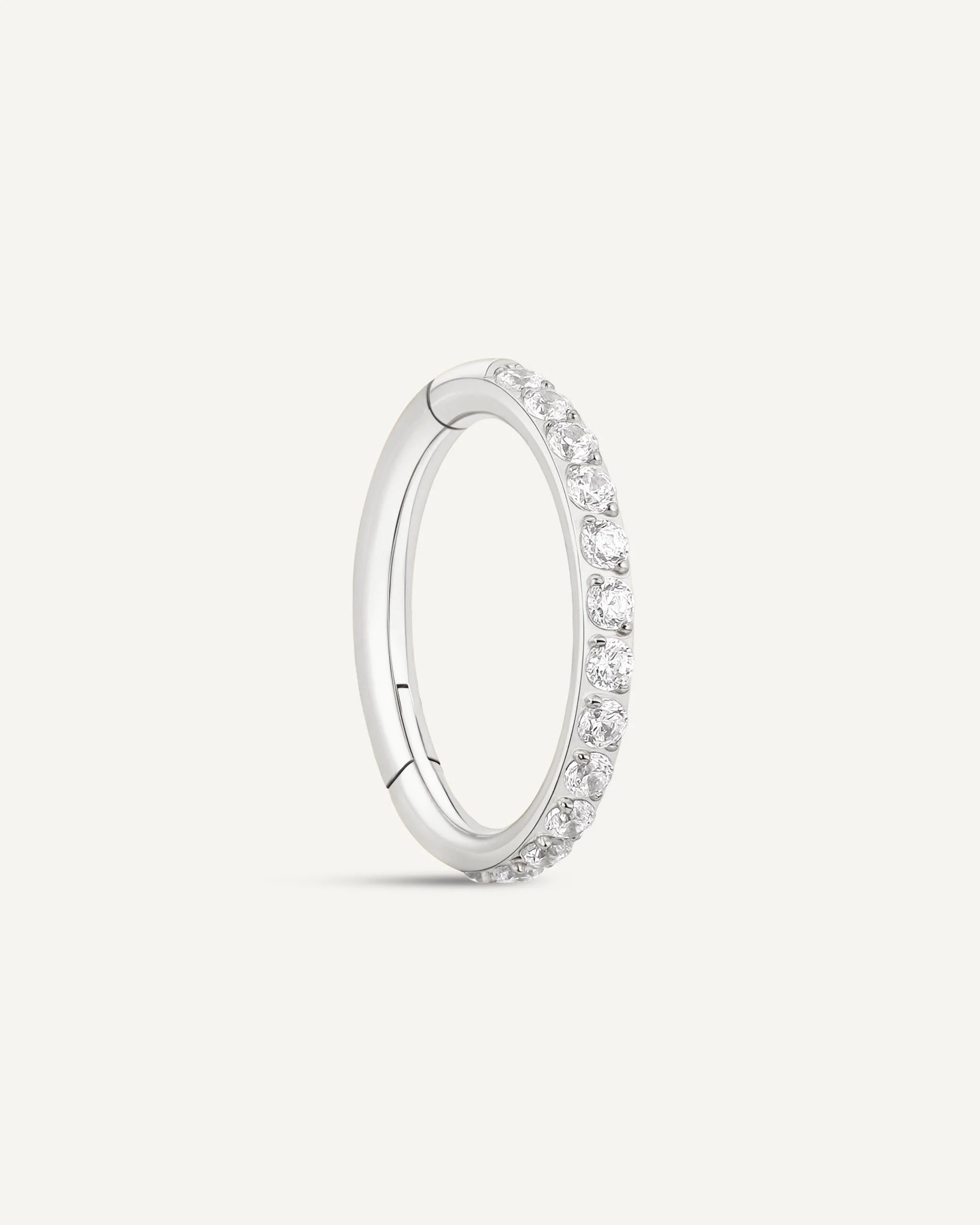 CZ Paved Titanium Clicker Huggies In Silver - Image 8