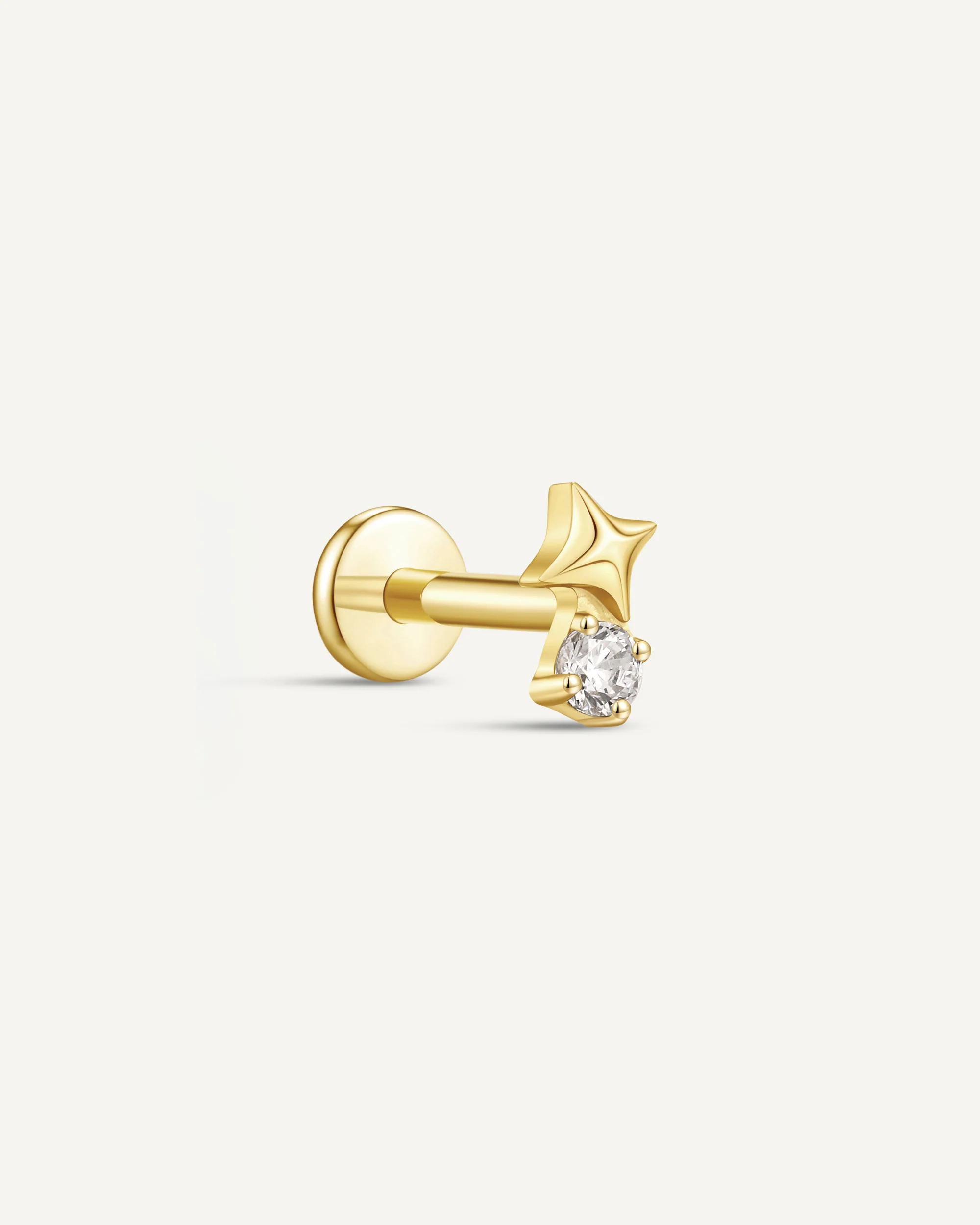 CZ Star Titanium Flat Back Studs In Gold