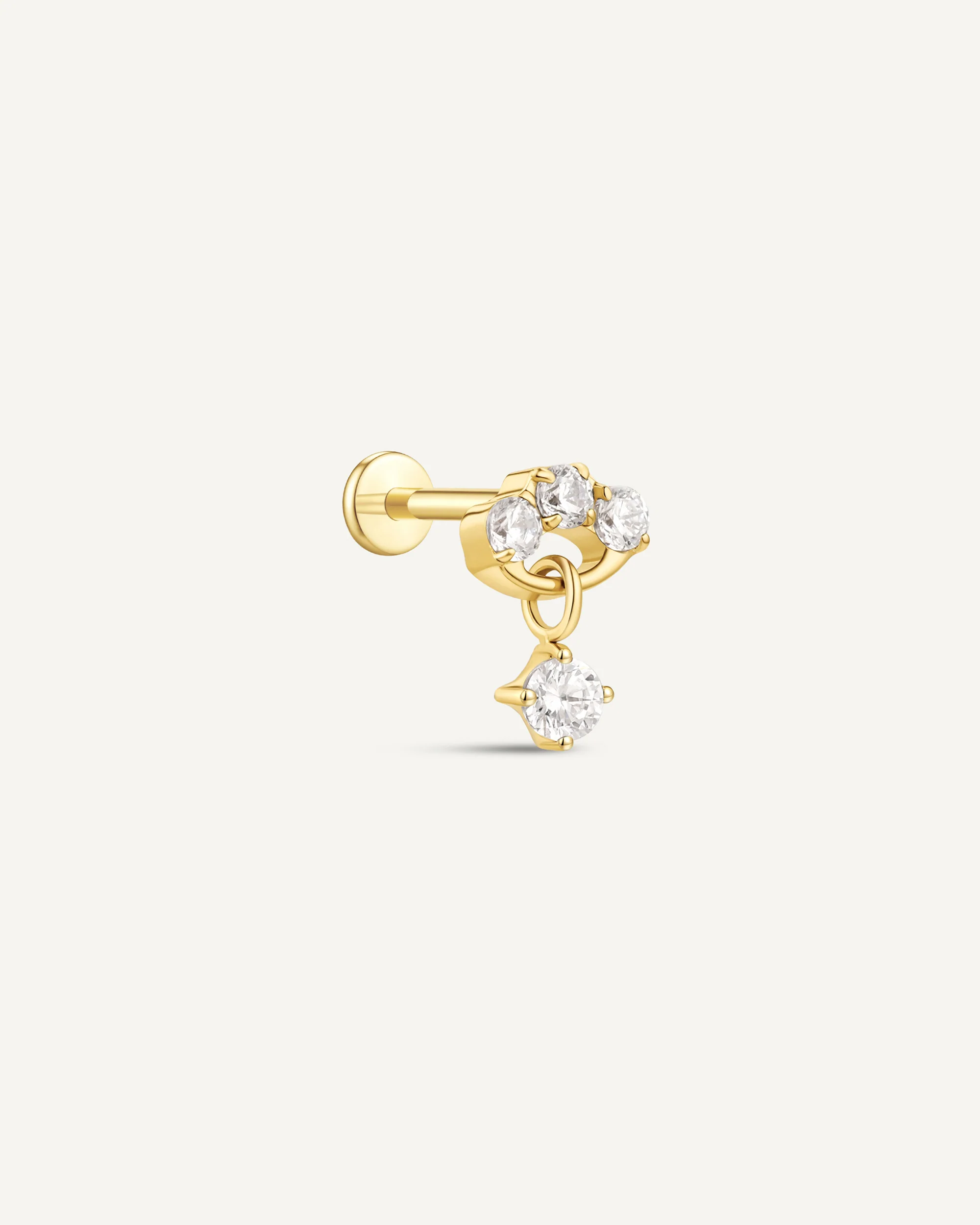 Dangle CZ Titanium Flat Back Studs In Gold