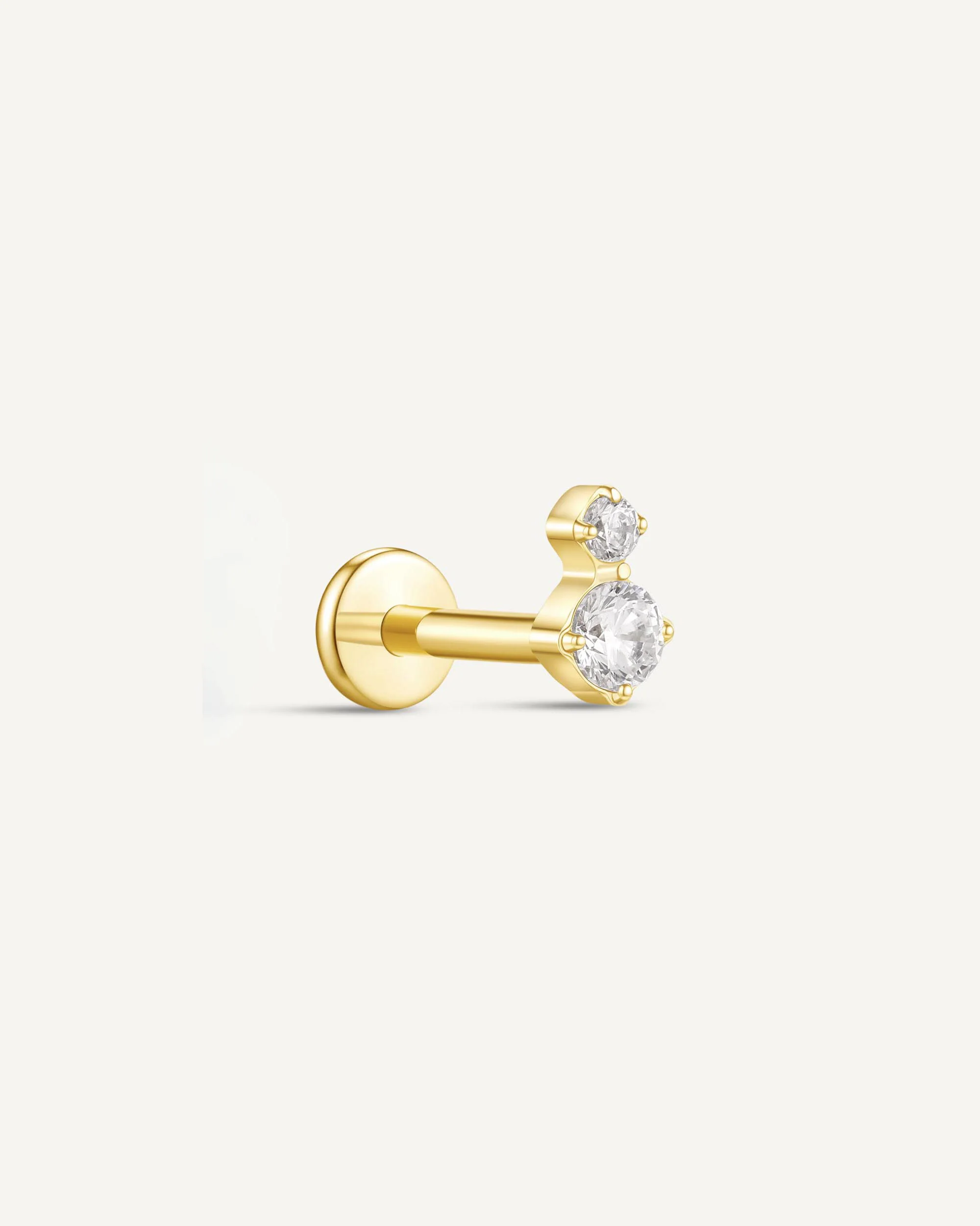 Duo Crystal Titanium Flat Back Stud In Gold
