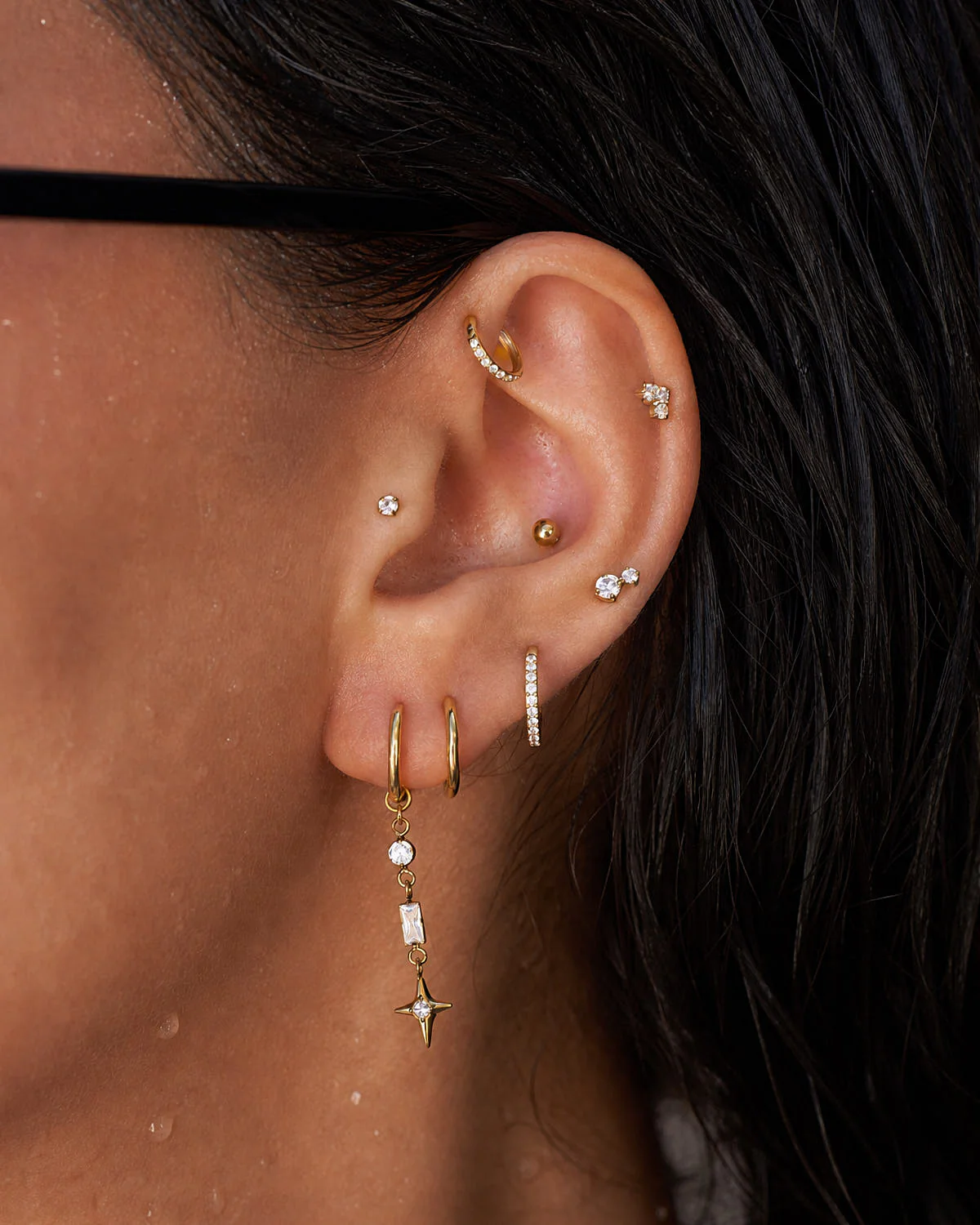 Crystal Trinity Titanium Flat Back Studs In Gold - Image 2