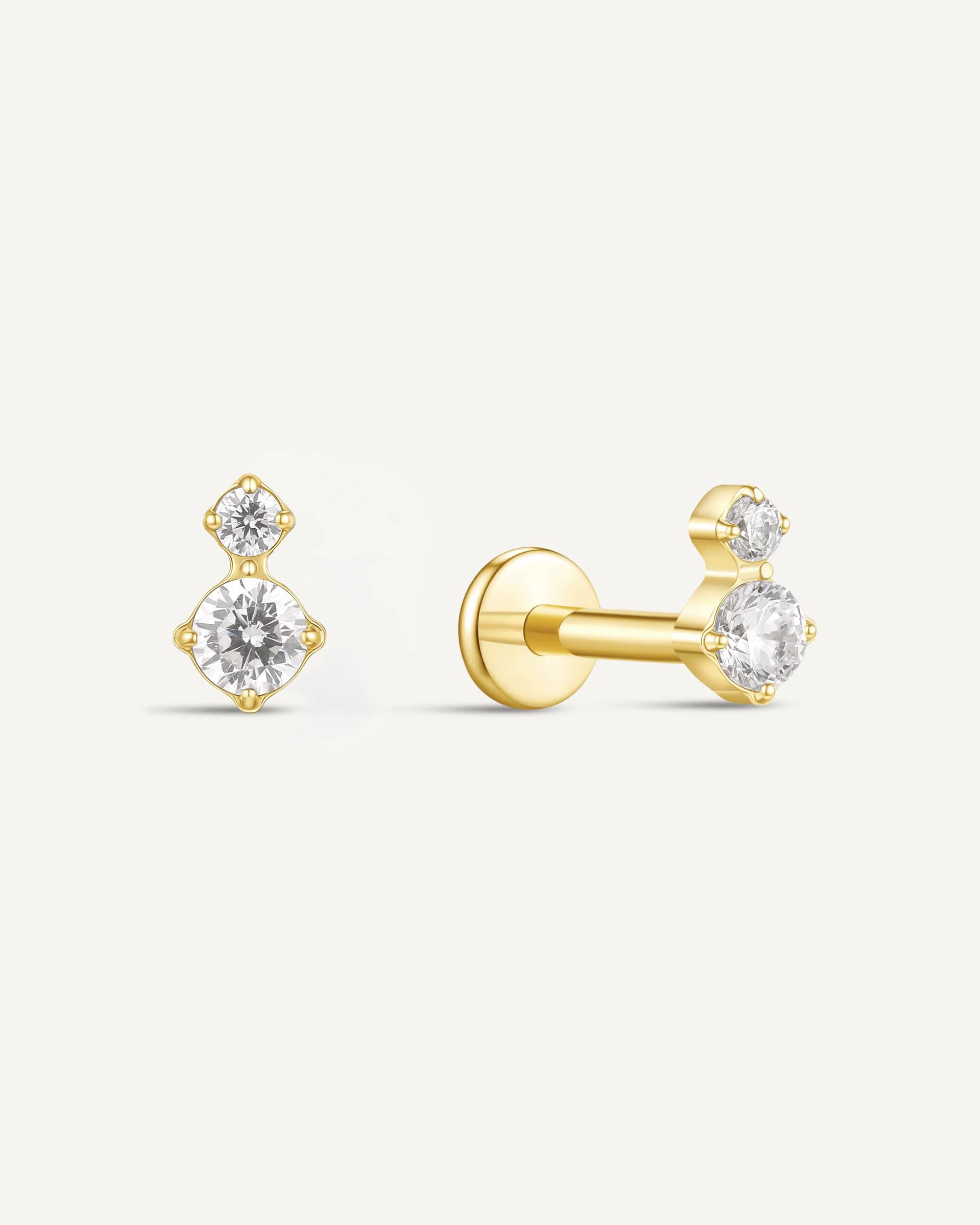 Duo Crystal Titanium Flat Back Stud In Gold - Image 4