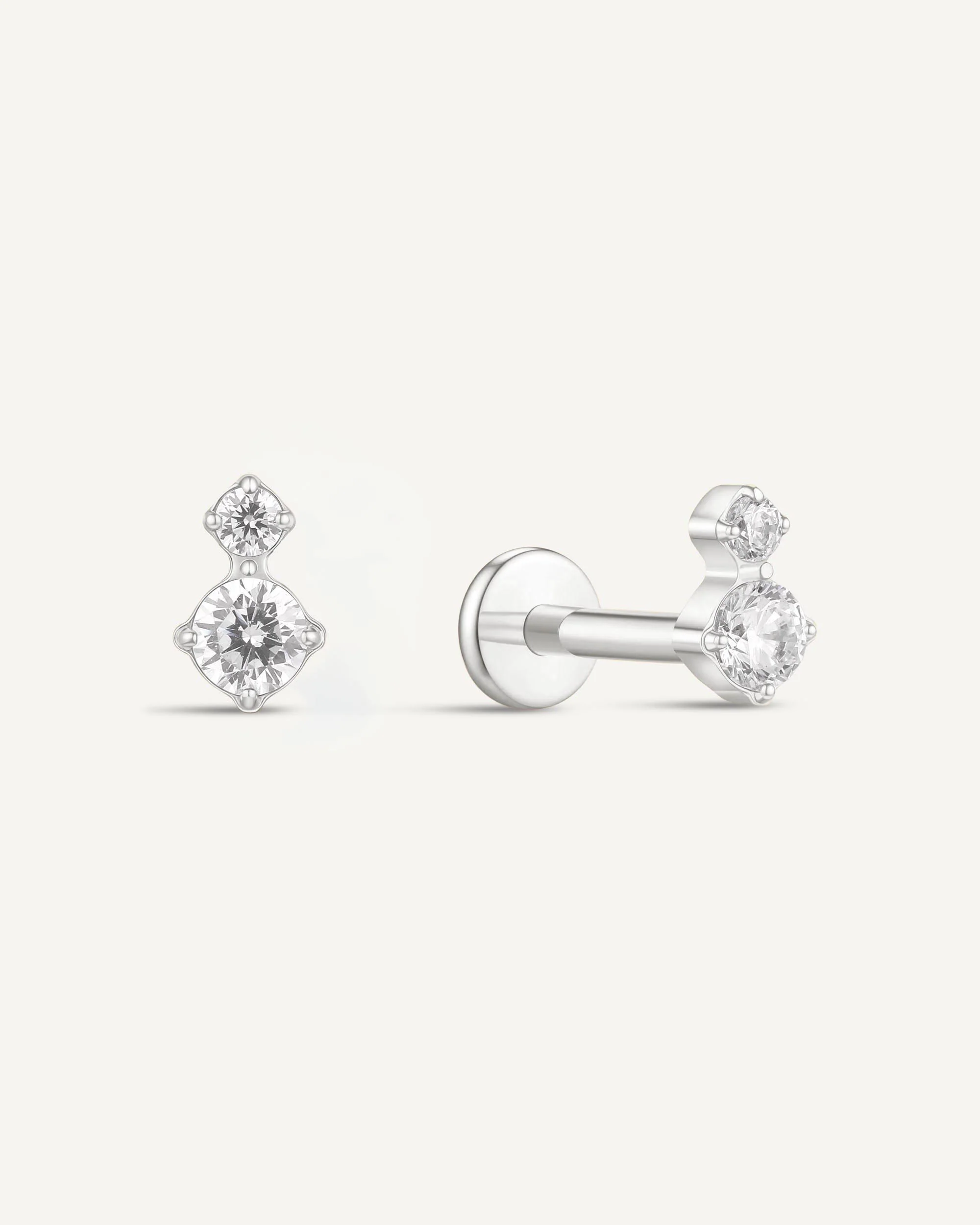 Duo Crystal Titanium Flat Back Stud In Silver - Image 4