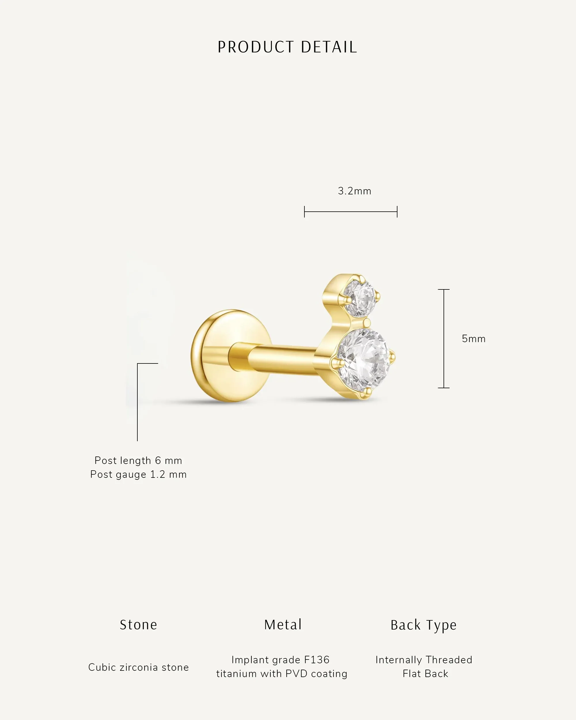 Duo Crystal Titanium Flat Back Stud In Silver - Image 5