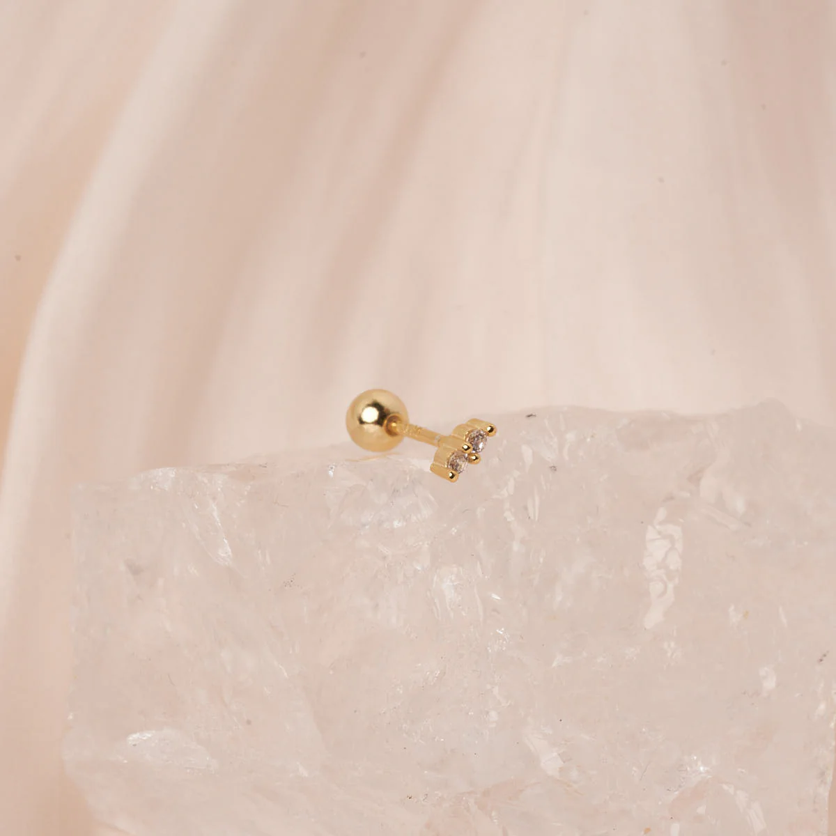 Duo Helix Crystal Barbell Stud In Gold - Image 3