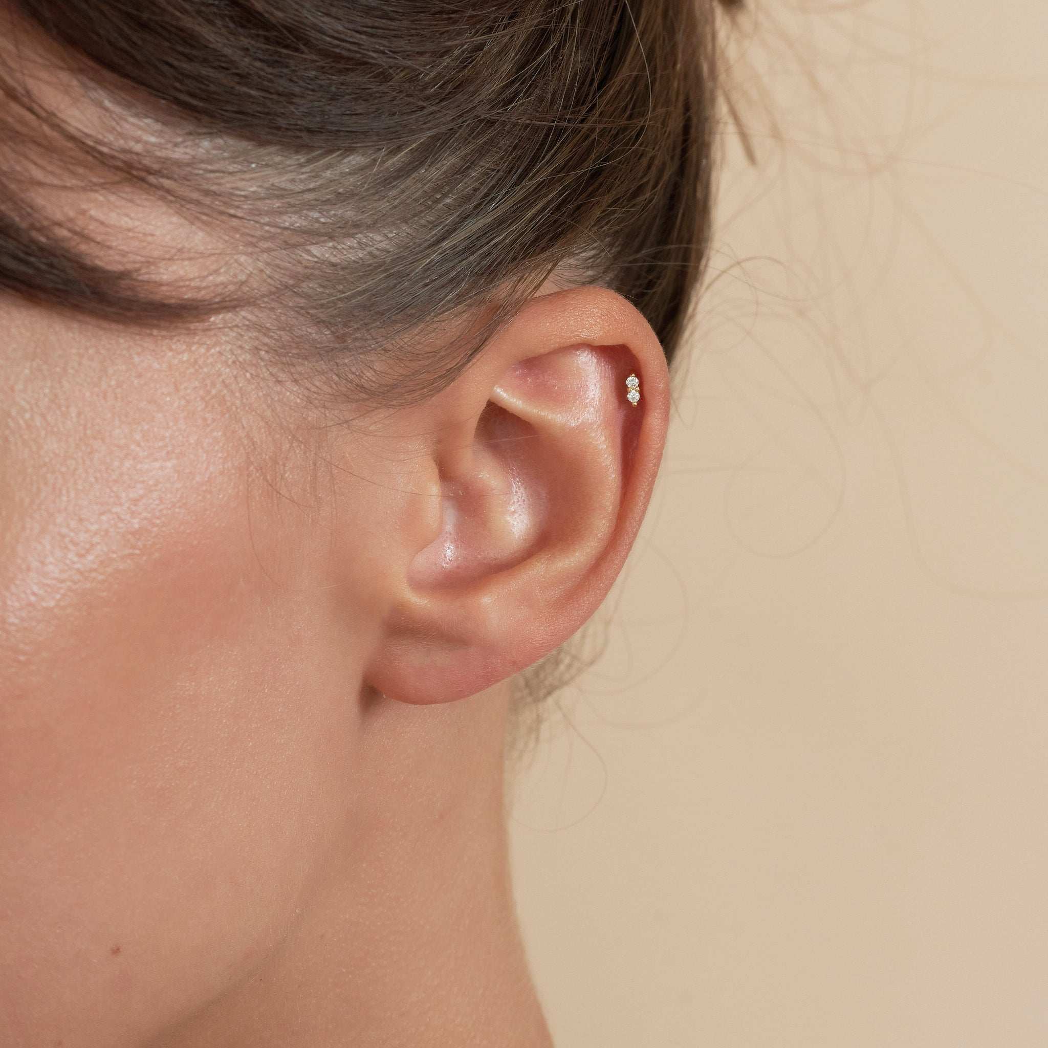 Duo Helix Crystal Barbell Stud In Gold - Image 4
