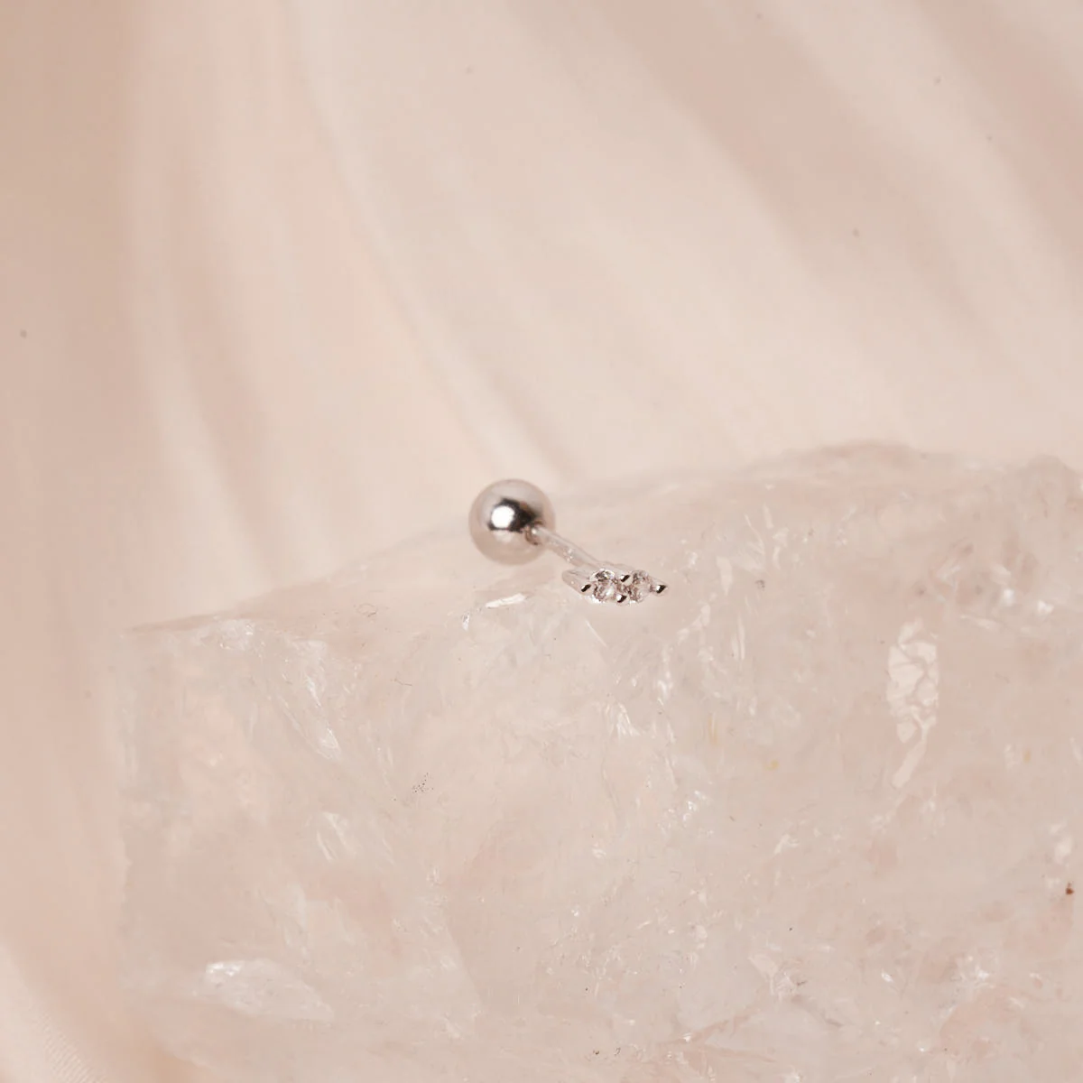 Duo Helix Crystal Barbell Stud In Silver - Image 3
