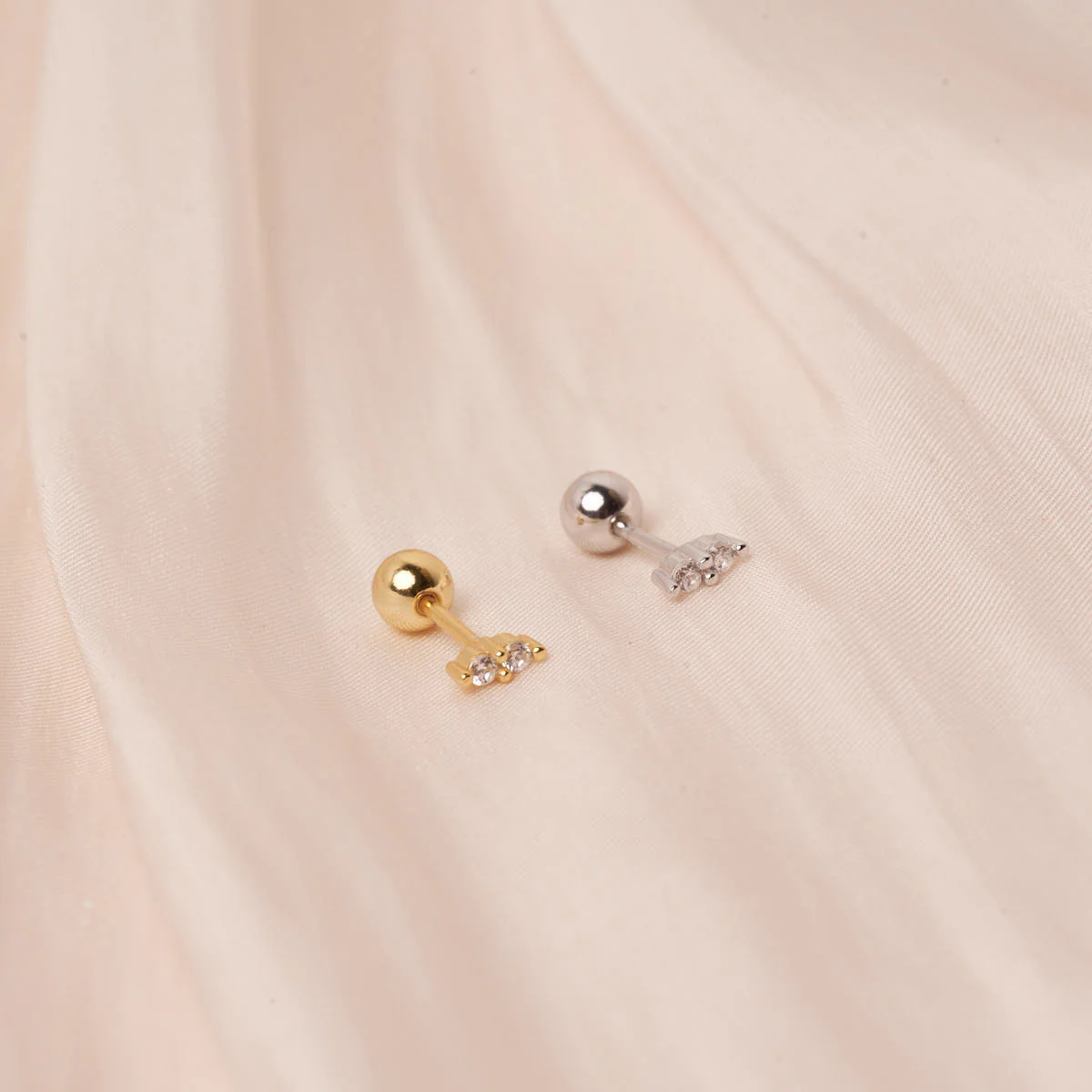 Duo Helix Crystal Barbell Stud In Gold - Image 5