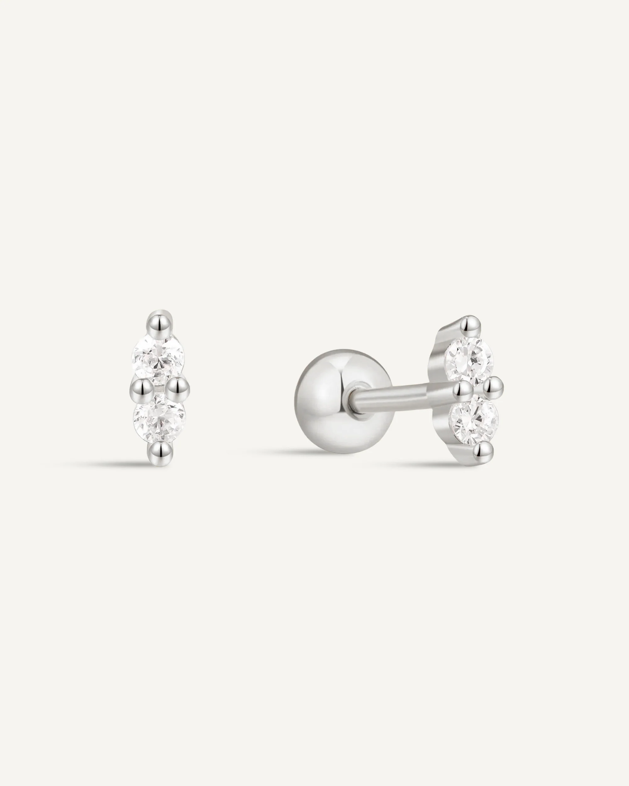 Duo Helix Crystal Barbell Stud In Silver - Image 6