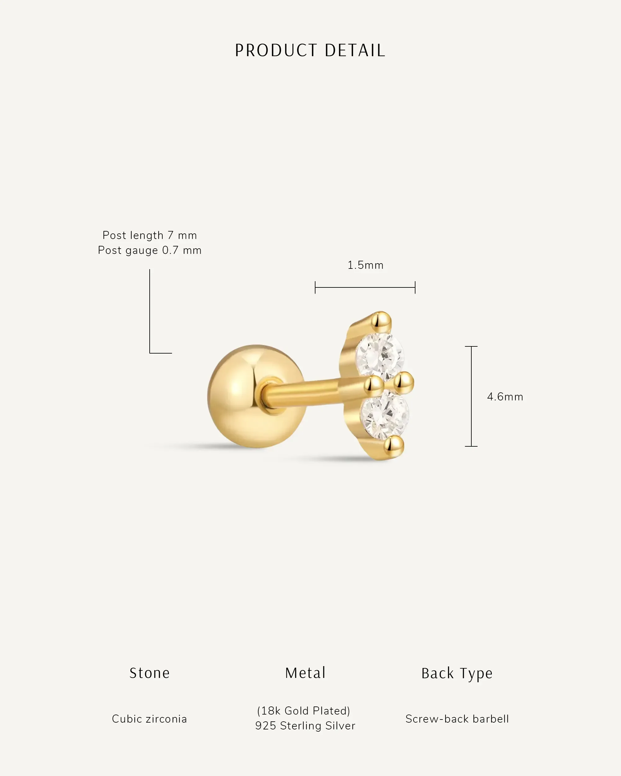 Duo Helix Crystal Barbell Stud In Silver - Image 7