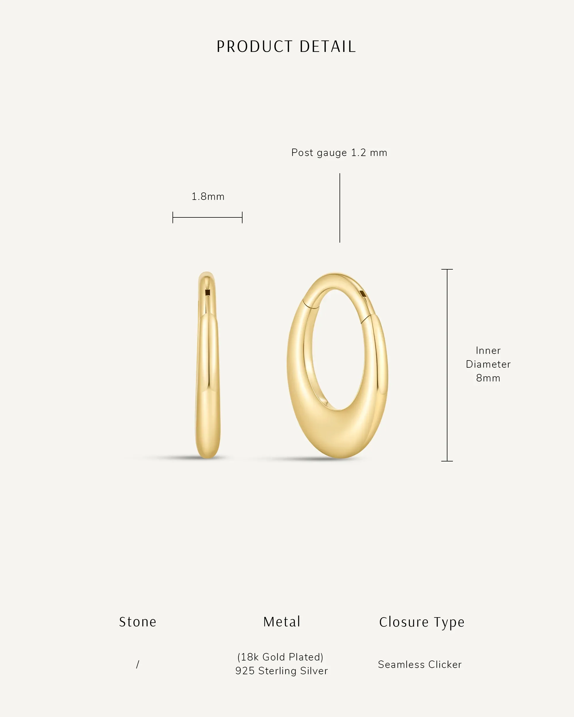 Crescent Tapered Titanium Clicker In Gold - Image 4