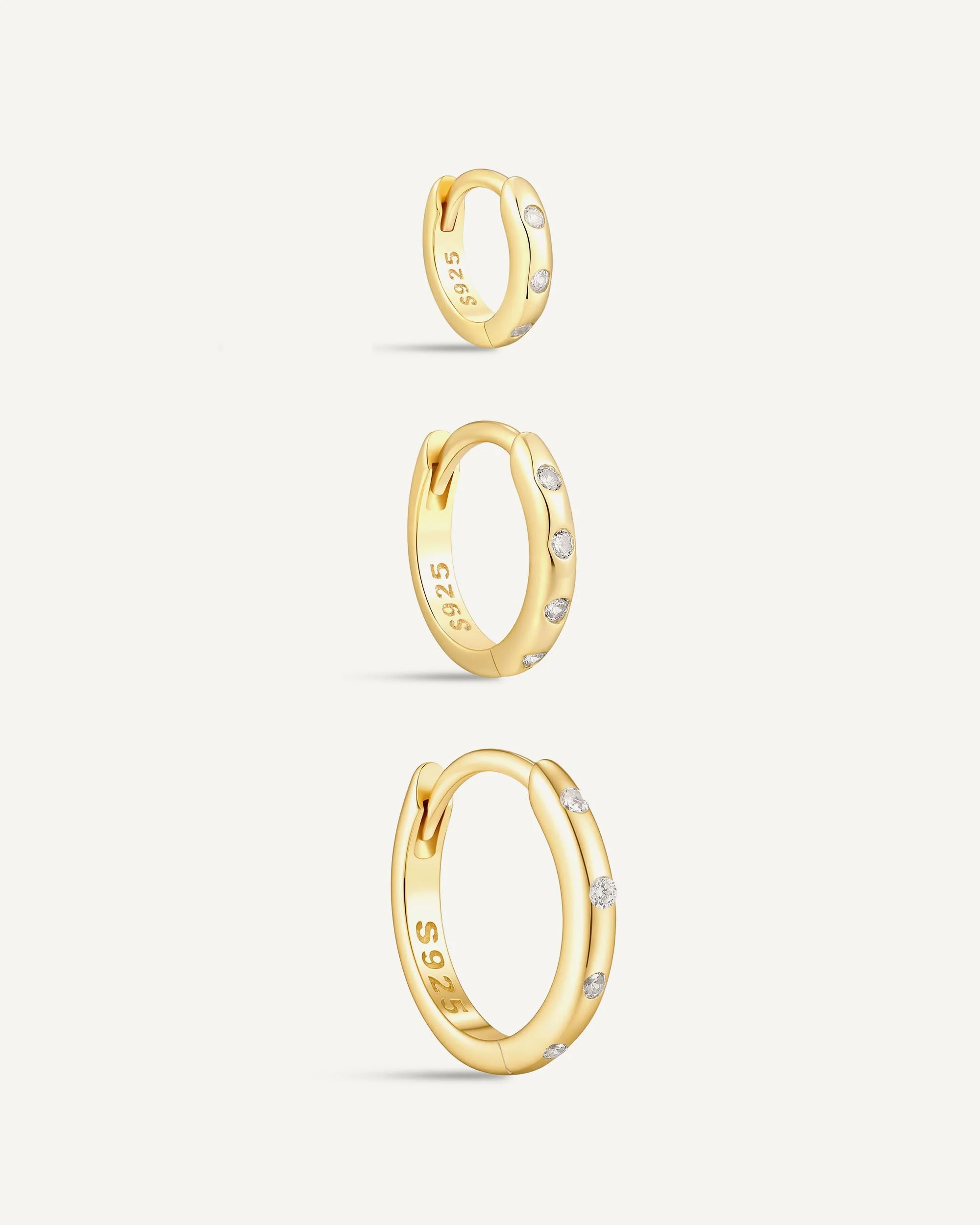 Essential Crystal Dainty Huggies In Gold