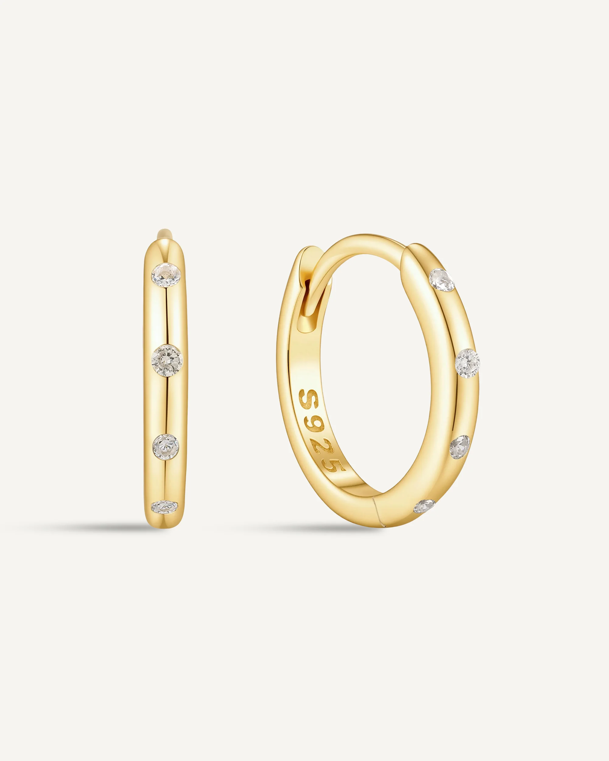 Essential Crystal Dainty Huggies In Gold - Image 10