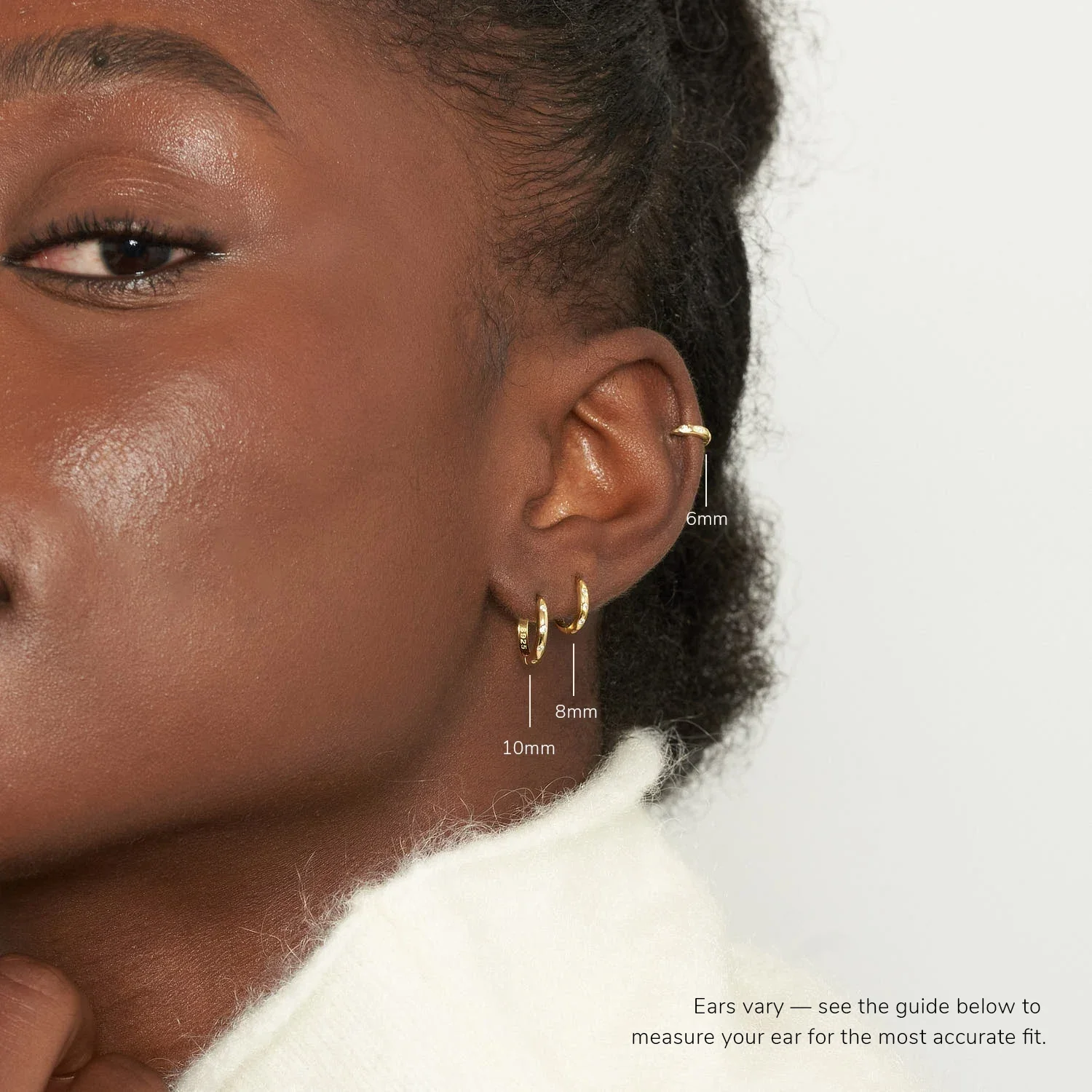 Essential Crystal Dainty Huggies In Gold - Image 3