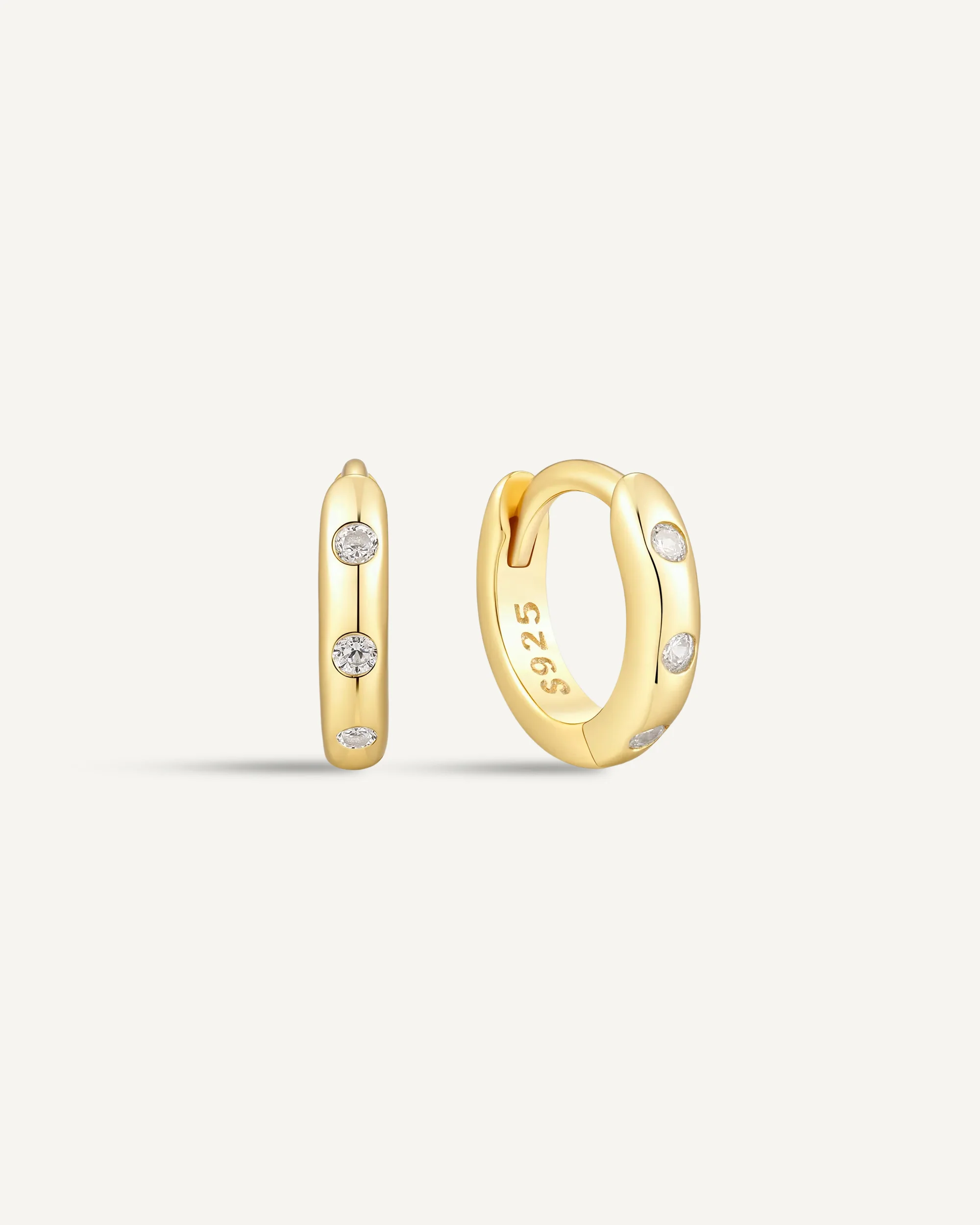 Essential Crystal Dainty Huggies In Gold - Image 6