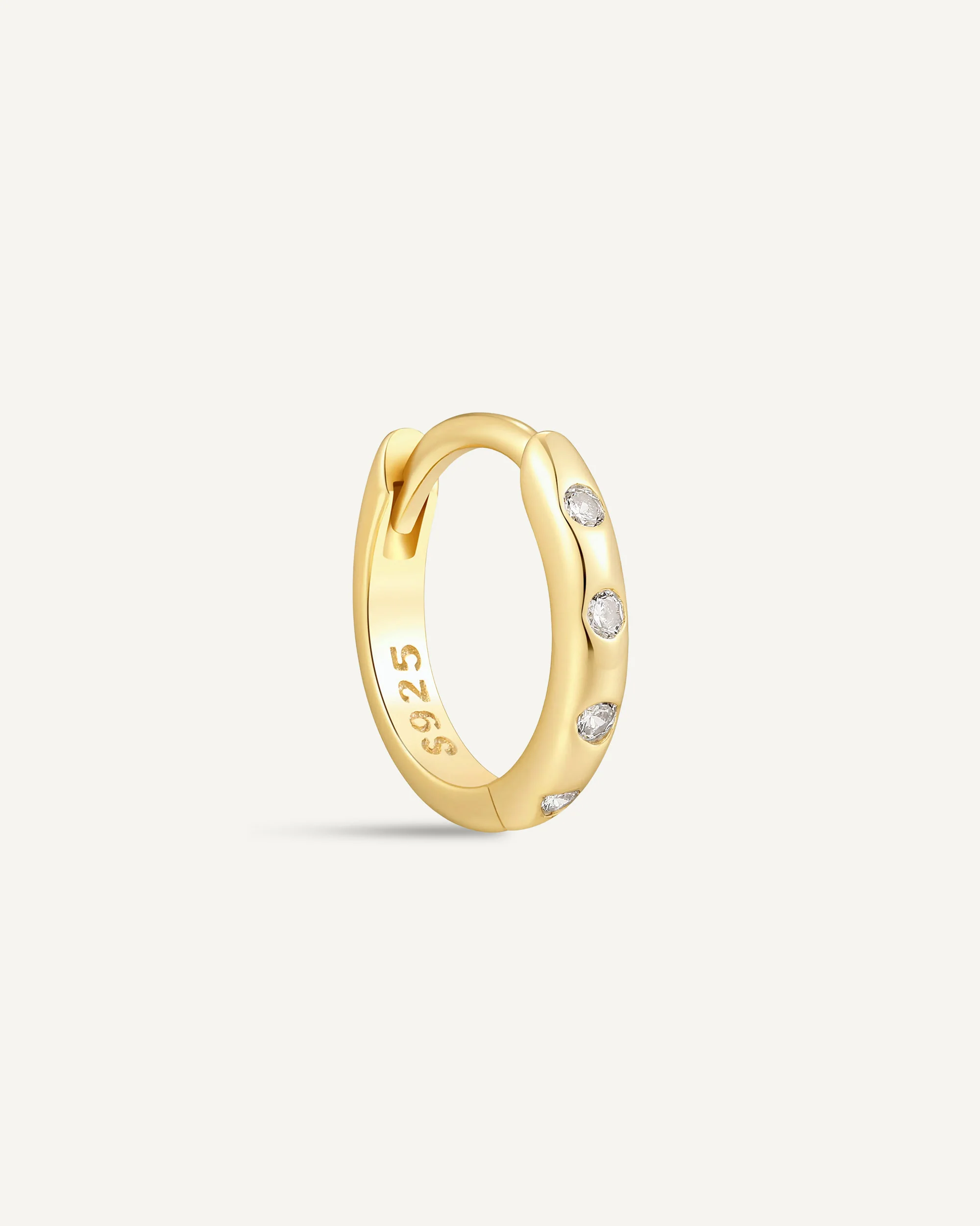 Essential Crystal Dainty Huggies In Gold - Image 7