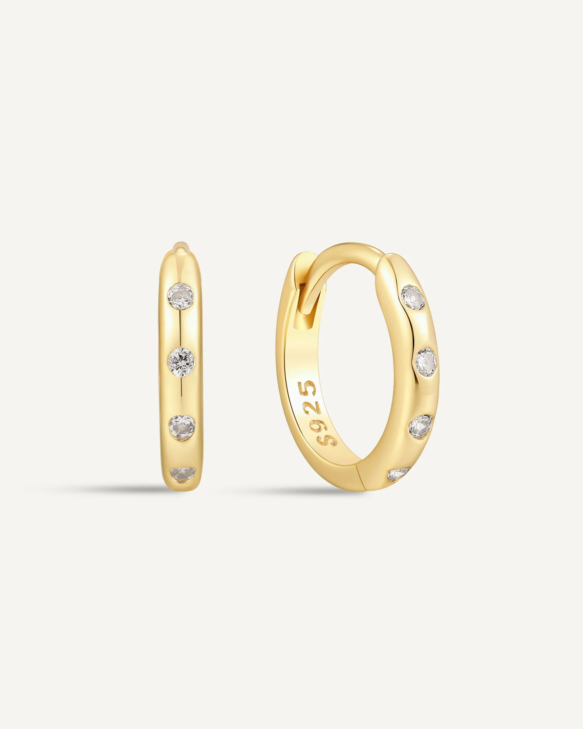 Essential Crystal Dainty Huggies In Gold - Image 8