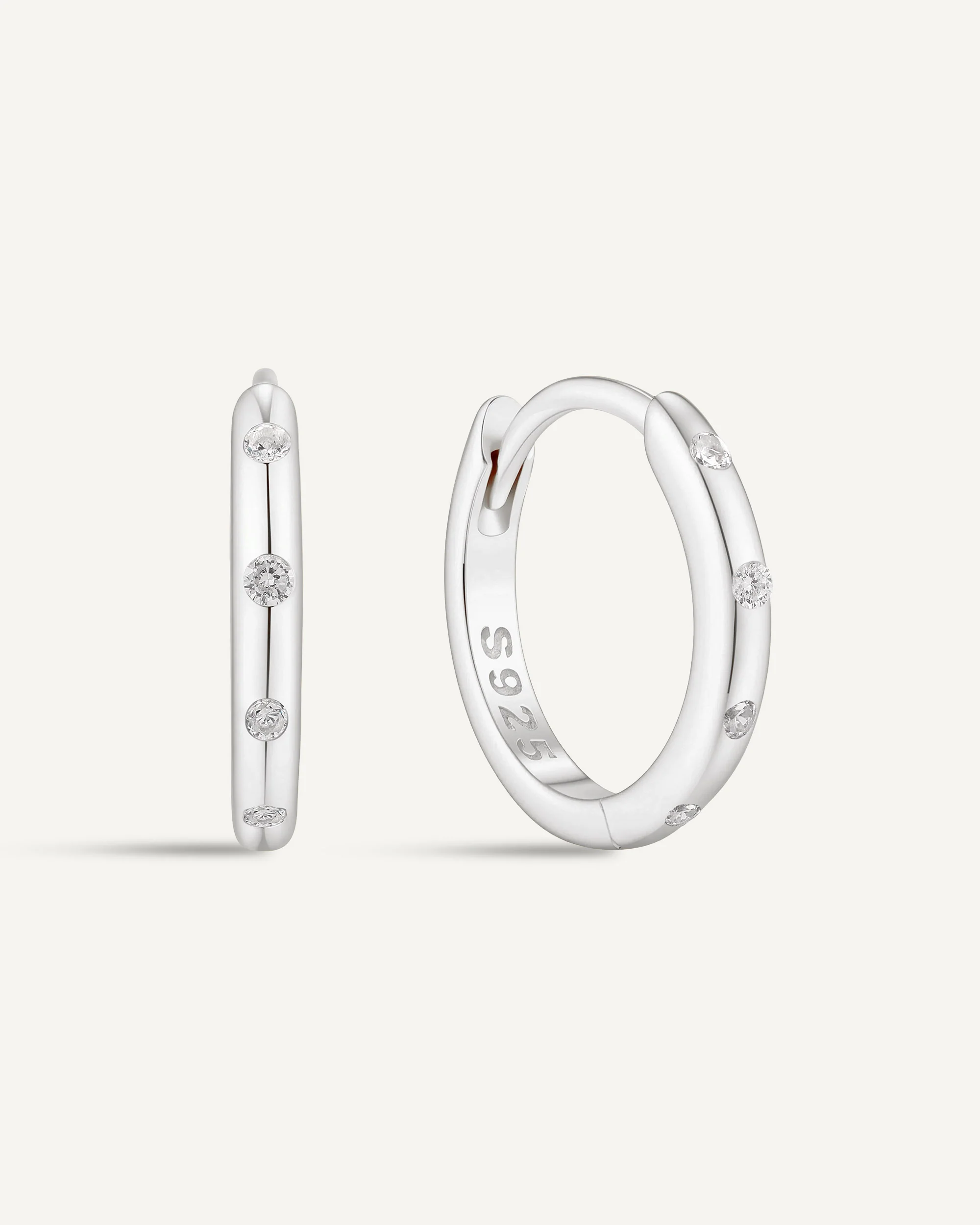 Essential Crystal Dainty Huggies In Silver - Image 10