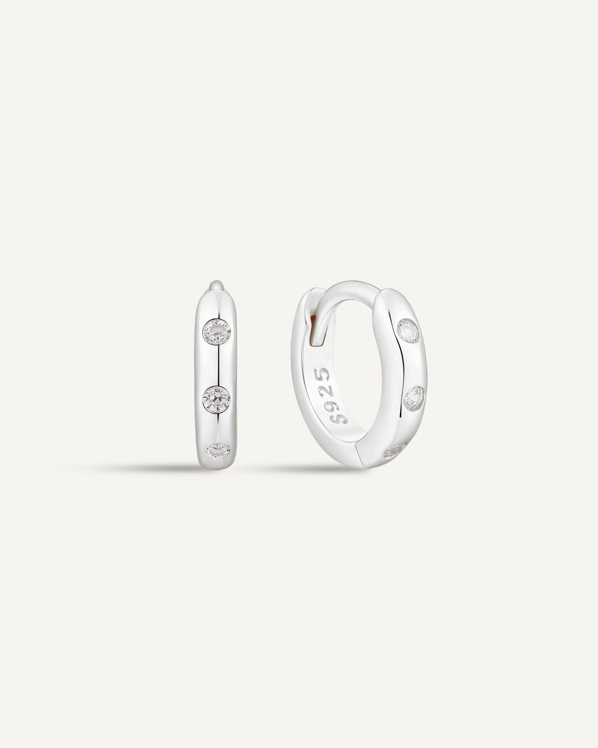 Essential Crystal Dainty Huggies In Silver - Image 6