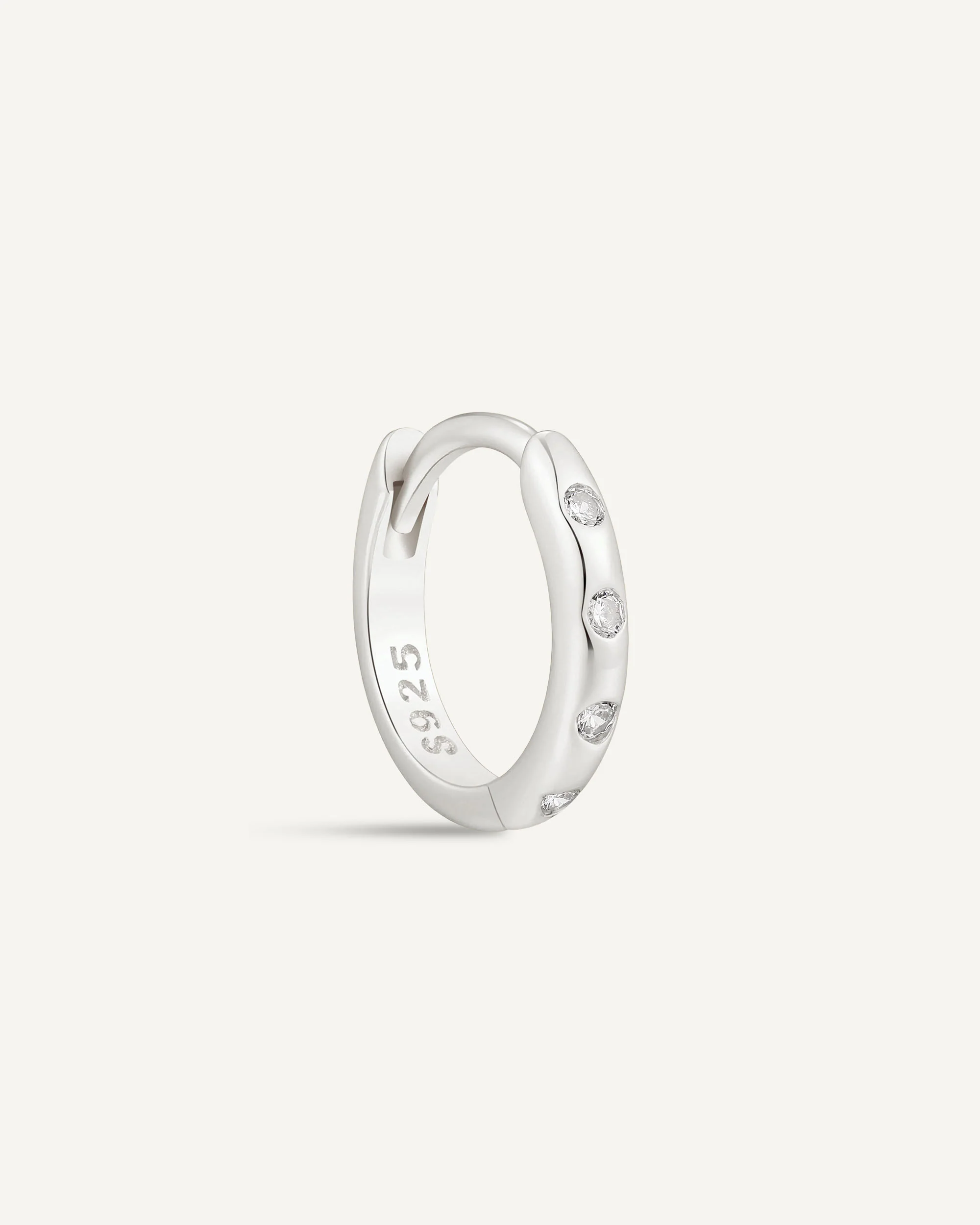Essential Crystal Dainty Huggies In Silver - Image 7