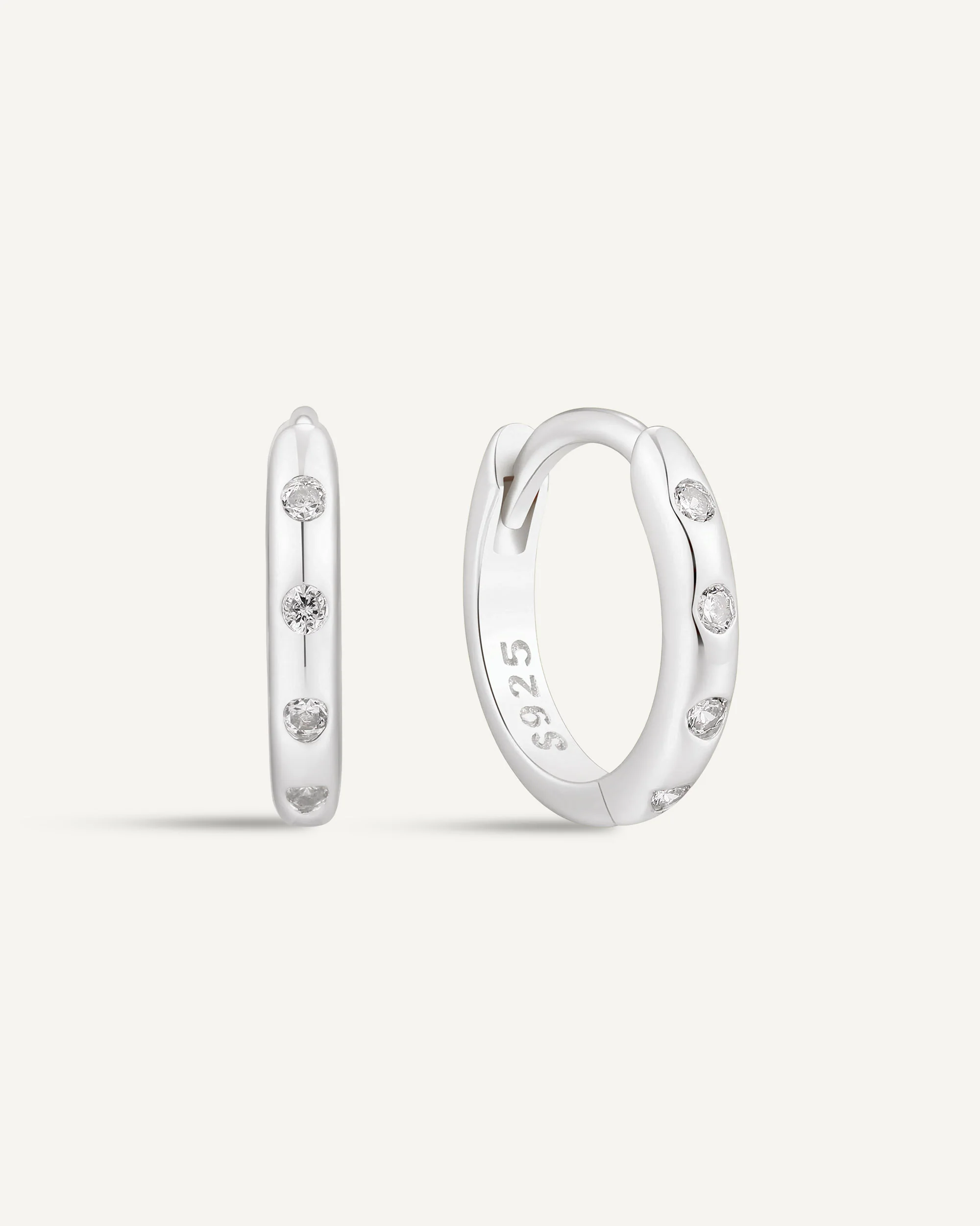 Essential Crystal Dainty Huggies In Silver - Image 8