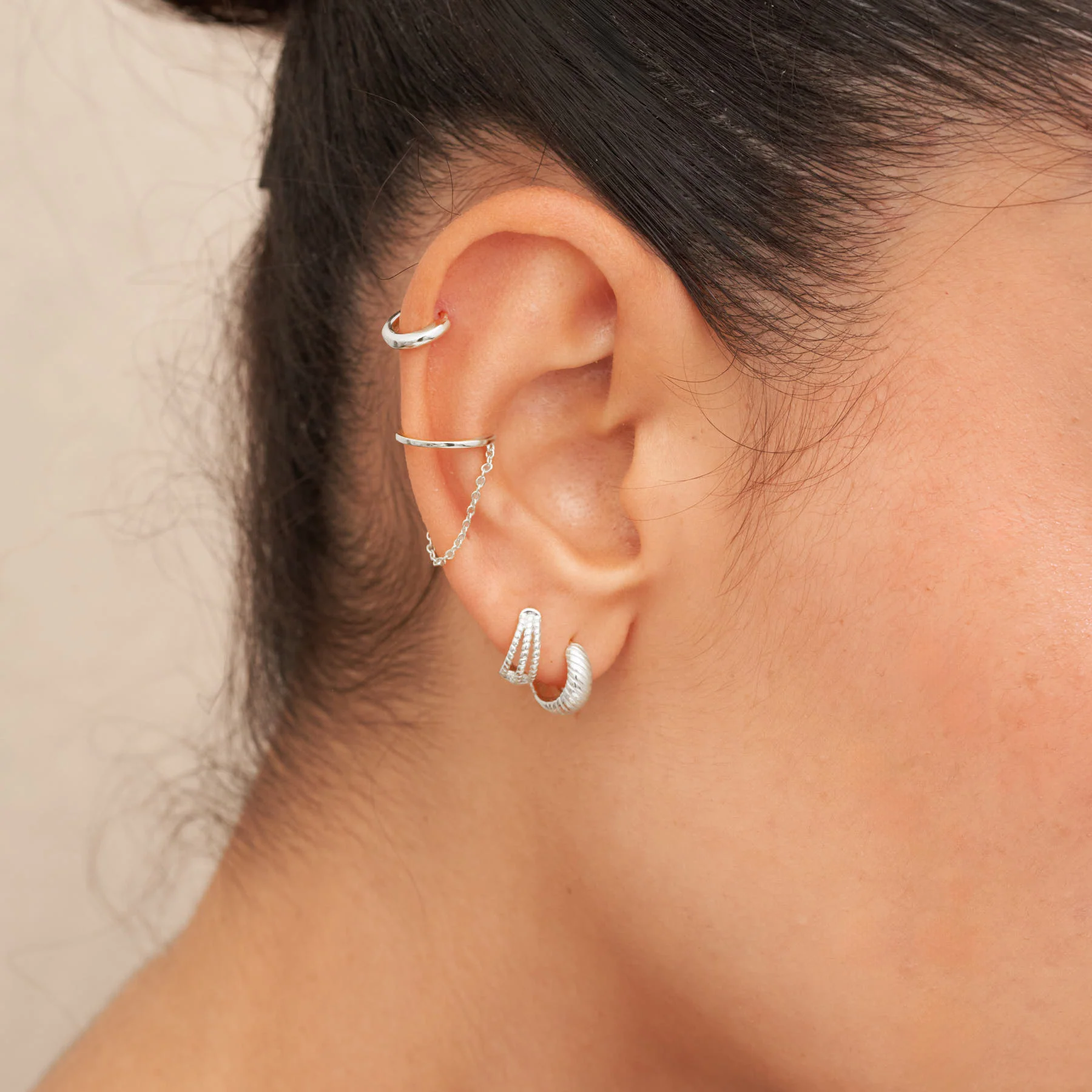 Essential Dainty 6mm Helix Hoop in Silver - Image 2