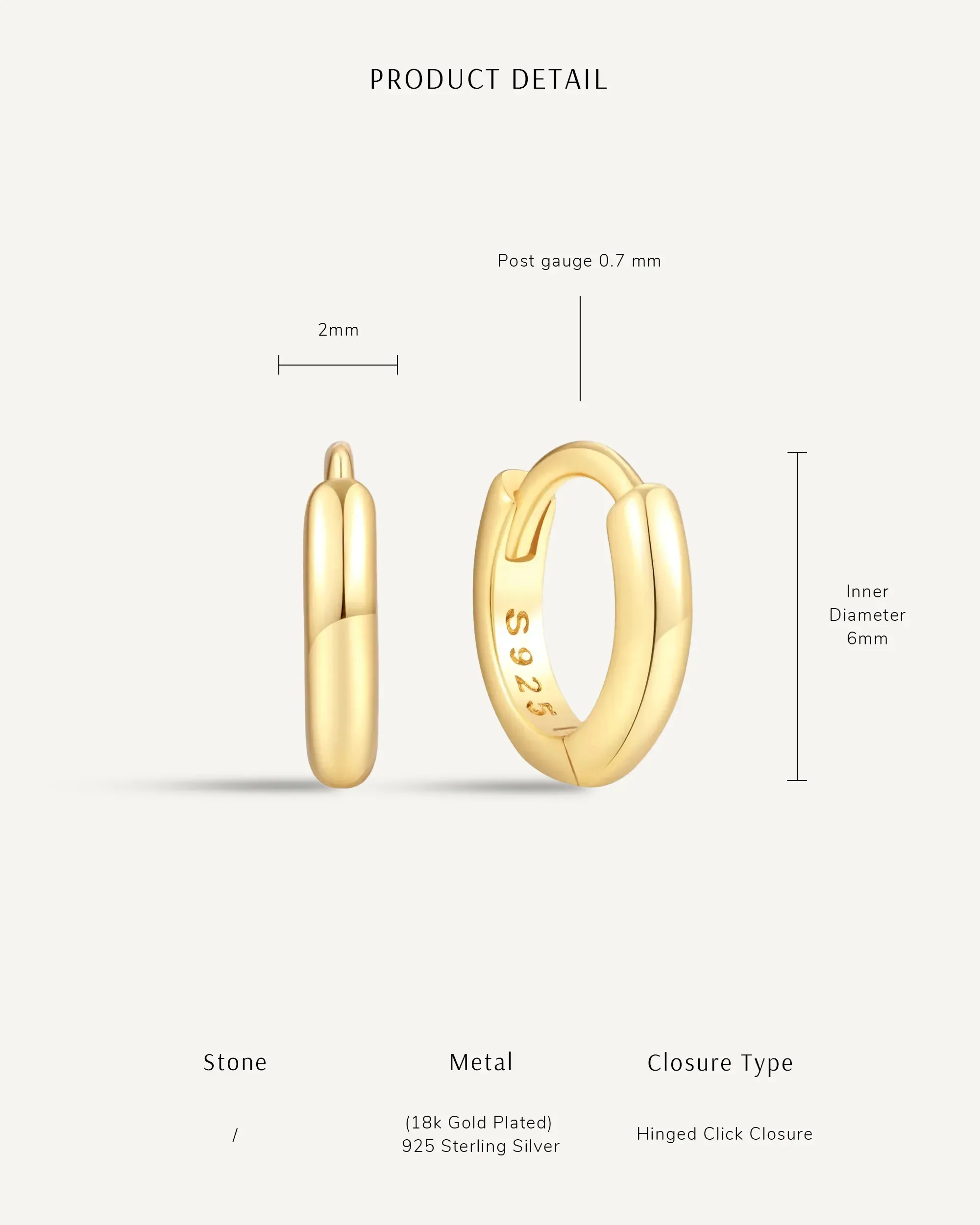 Essential Dainty 6mm Helix Hoop in Gold - Image 4