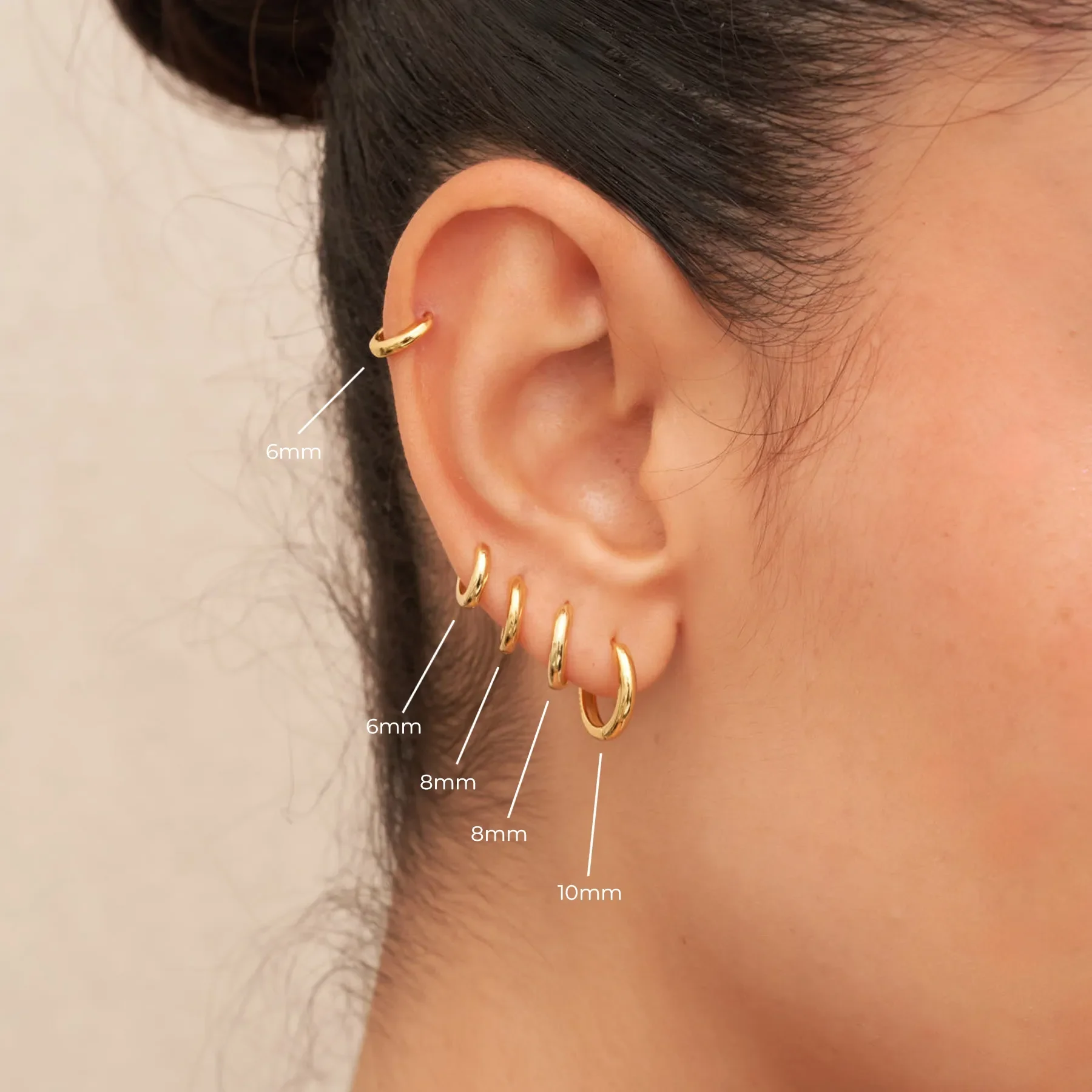 Essential Dainty Huggie Hoops In Gold - Image 3