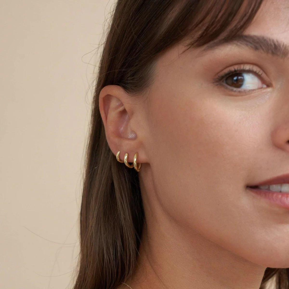 Essential Dainty Huggie Hoops In Gold - Image 4