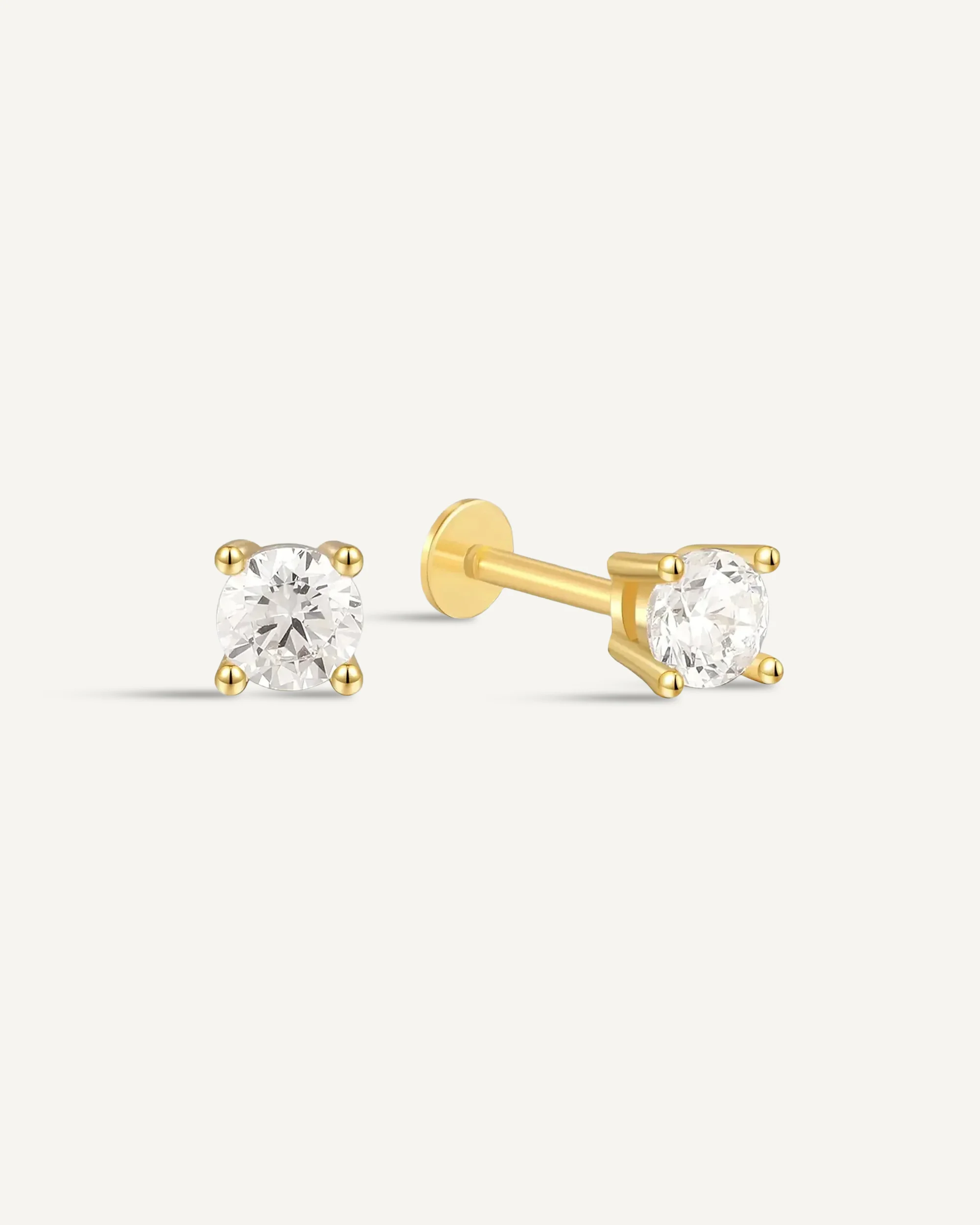 Essential Flat Back Diamond Studs In Gold - Image 11