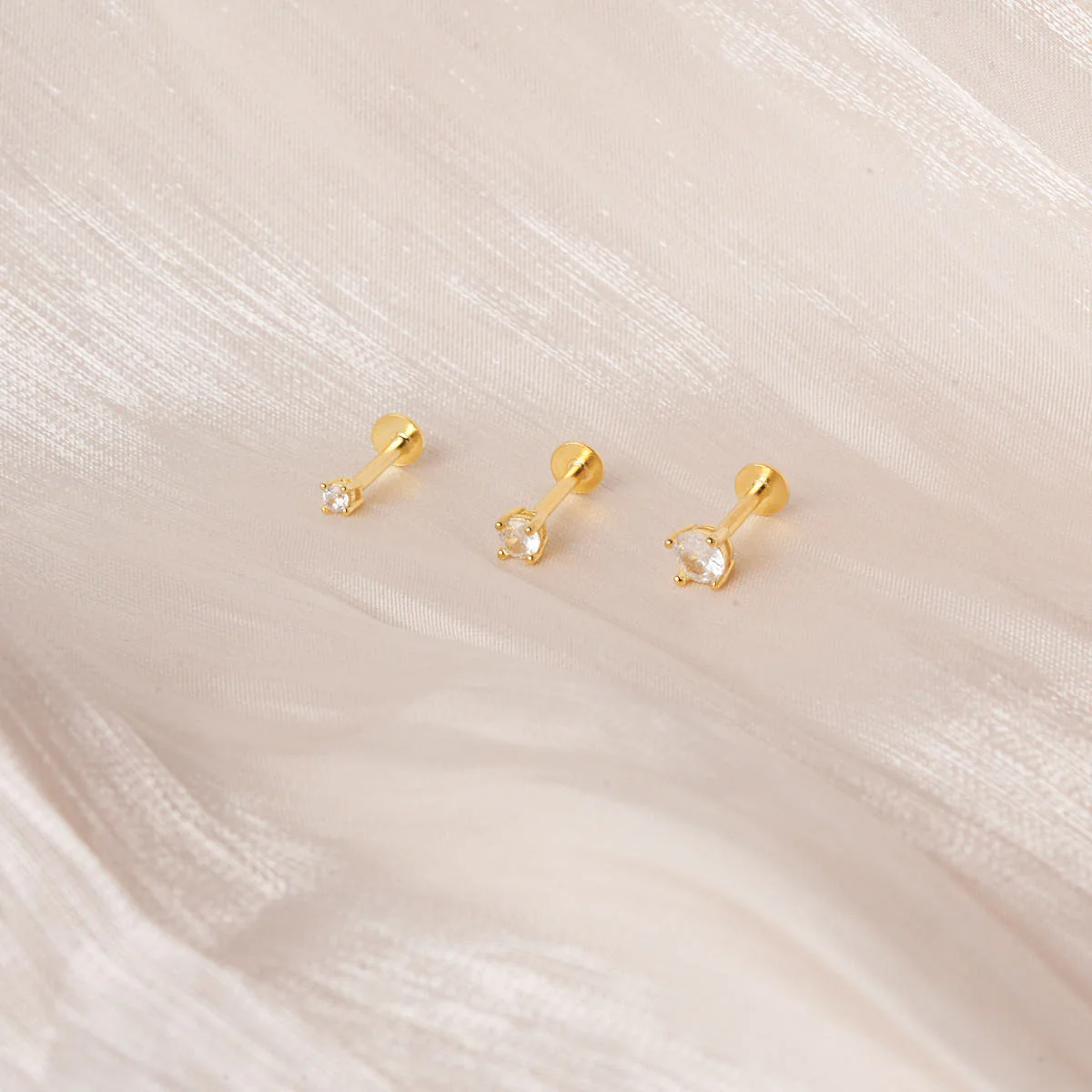 Essential Flat Back Diamond Studs In Gold - Image 3