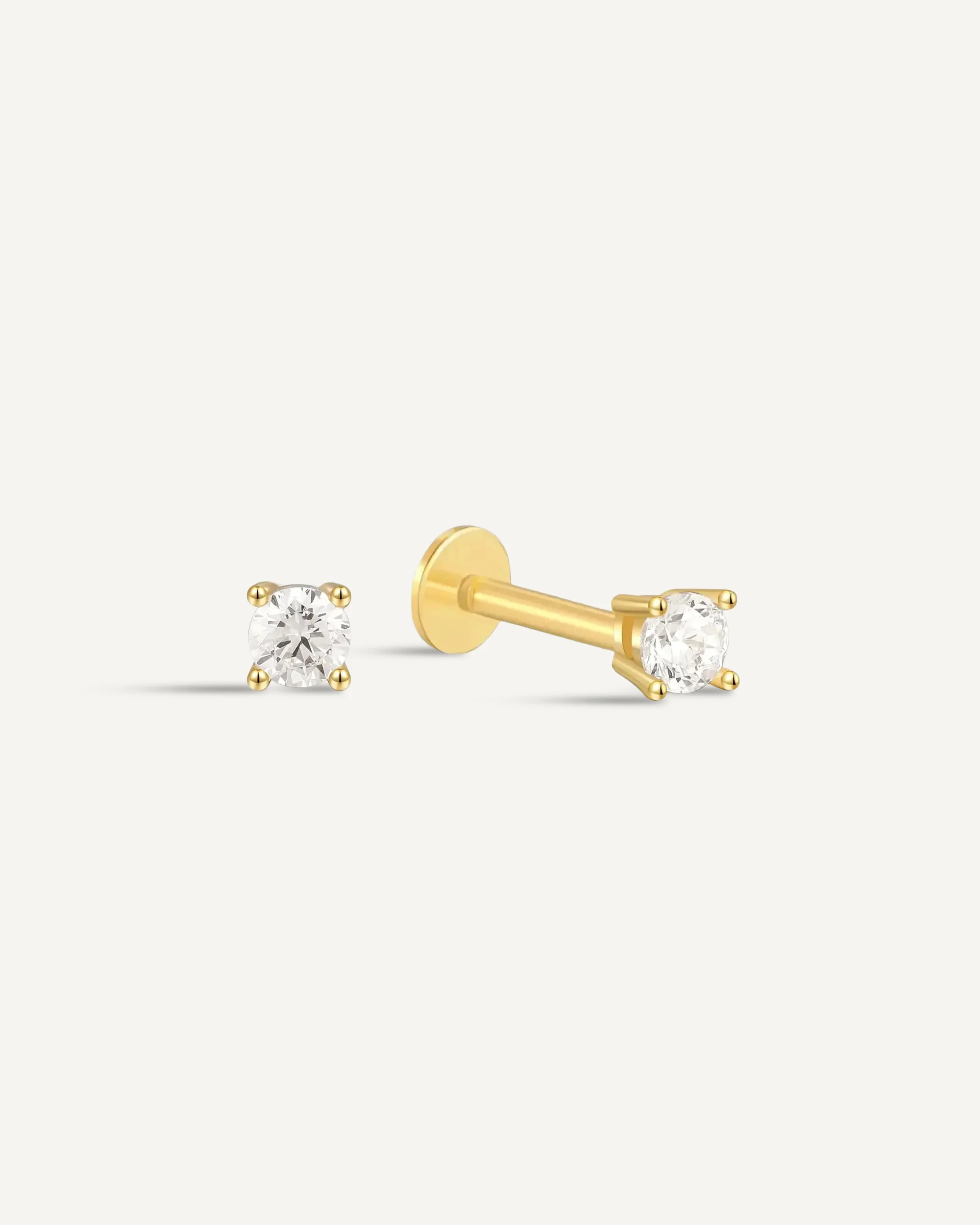 Essential Flat Back Diamond Studs In Gold - Image 7