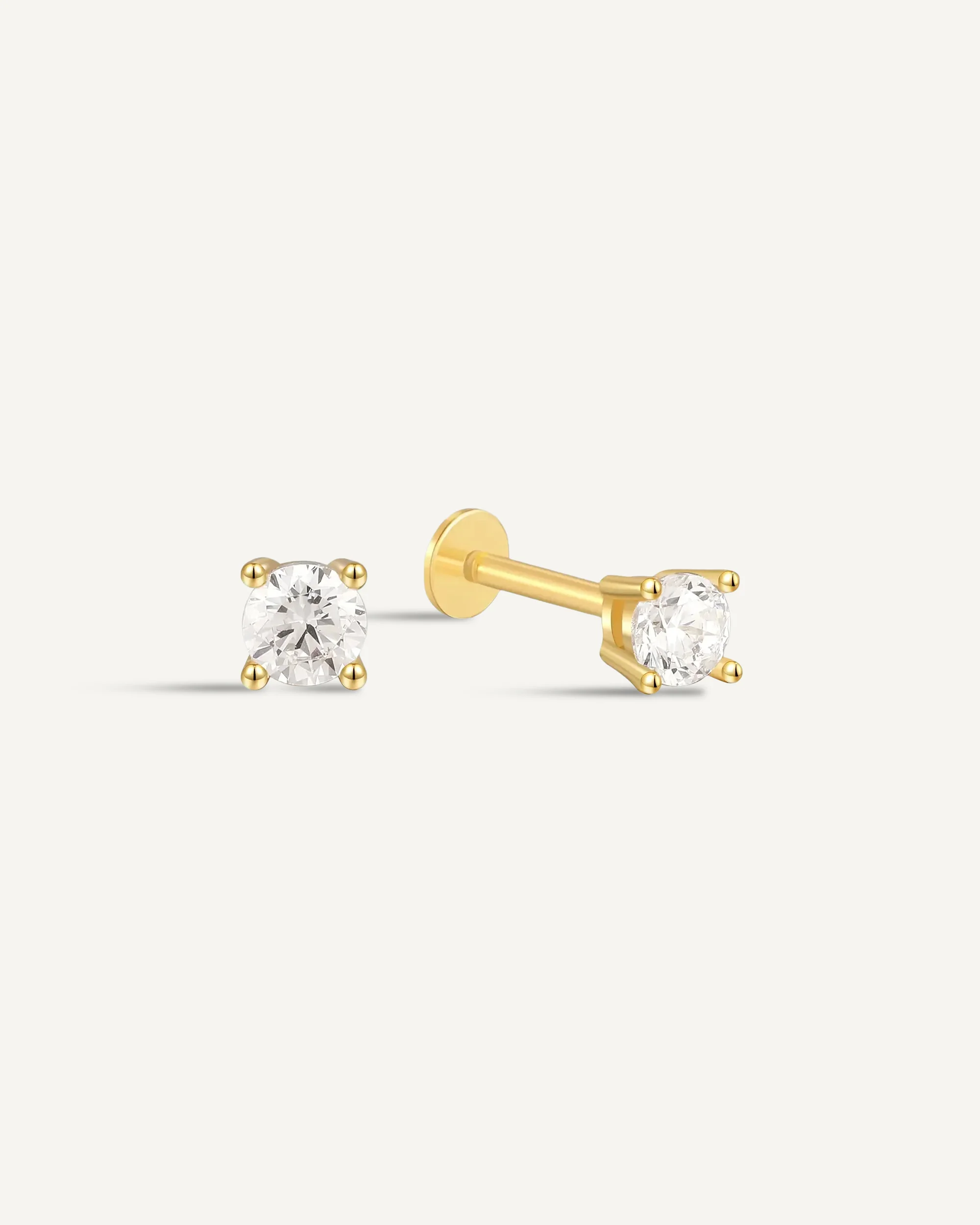 Essential Flat Back Diamond Studs In Gold - Image 9