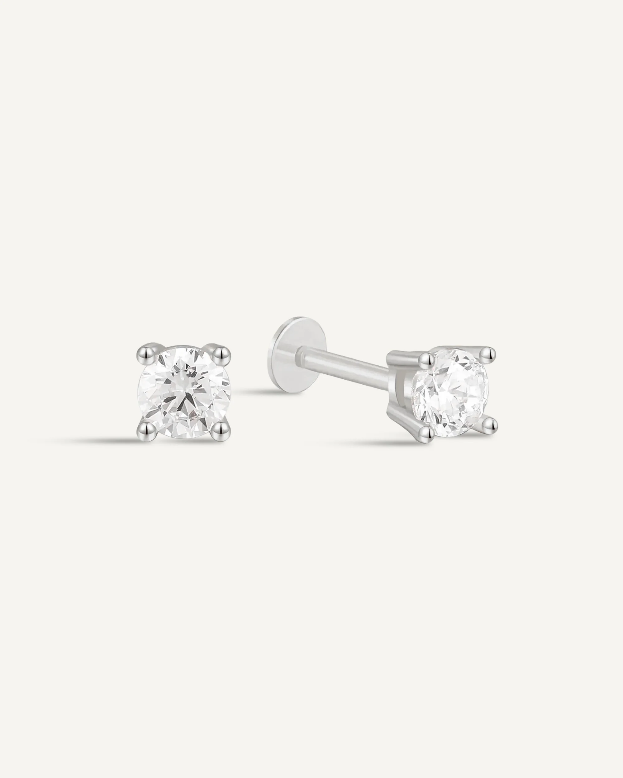 Essential Flat Back Diamond Studs In Silver - Image 11