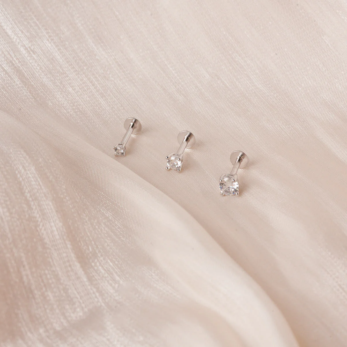 Essential Flat Back Diamond Studs In Silver - Image 3