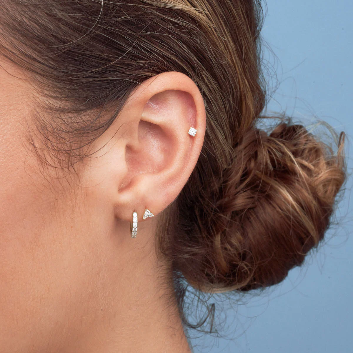 Essential Flat Back Diamond Studs In Silver - Image 4