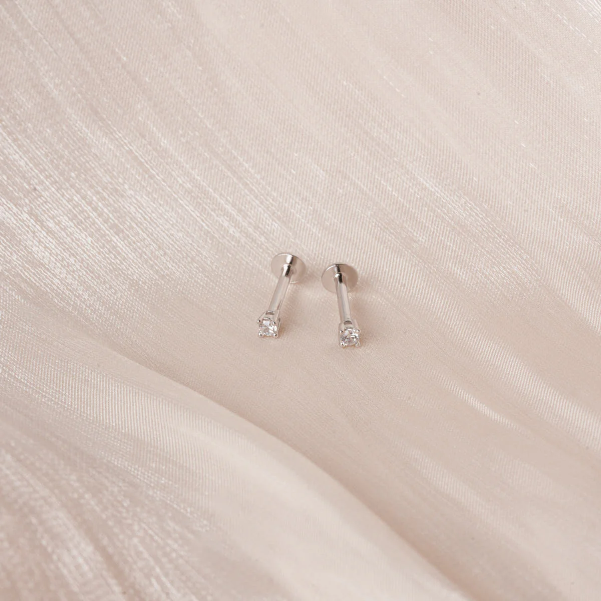 Essential Flat Back Diamond Studs In Silver - Image 5