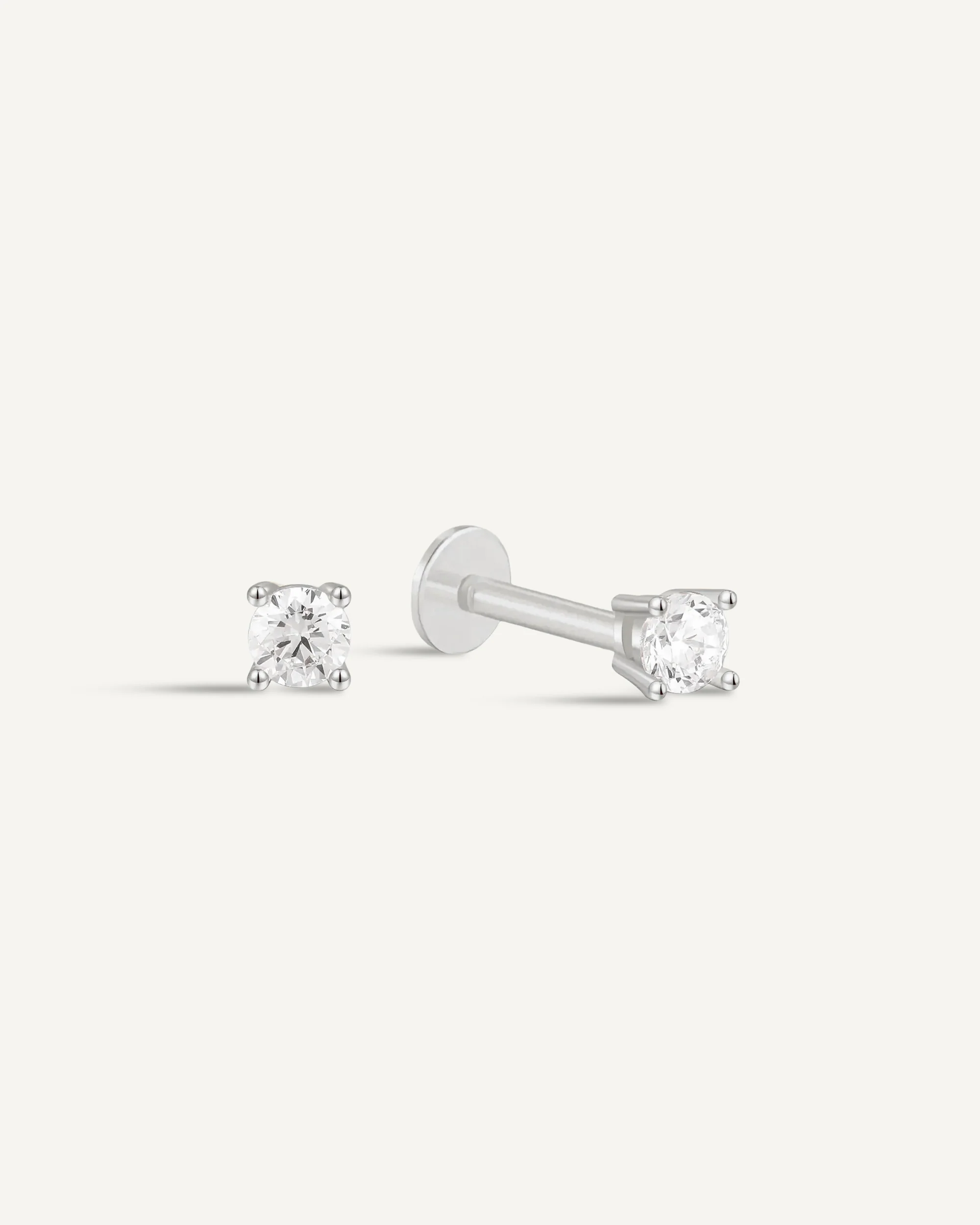 Essential Flat Back Diamond Studs In Silver - Image 7