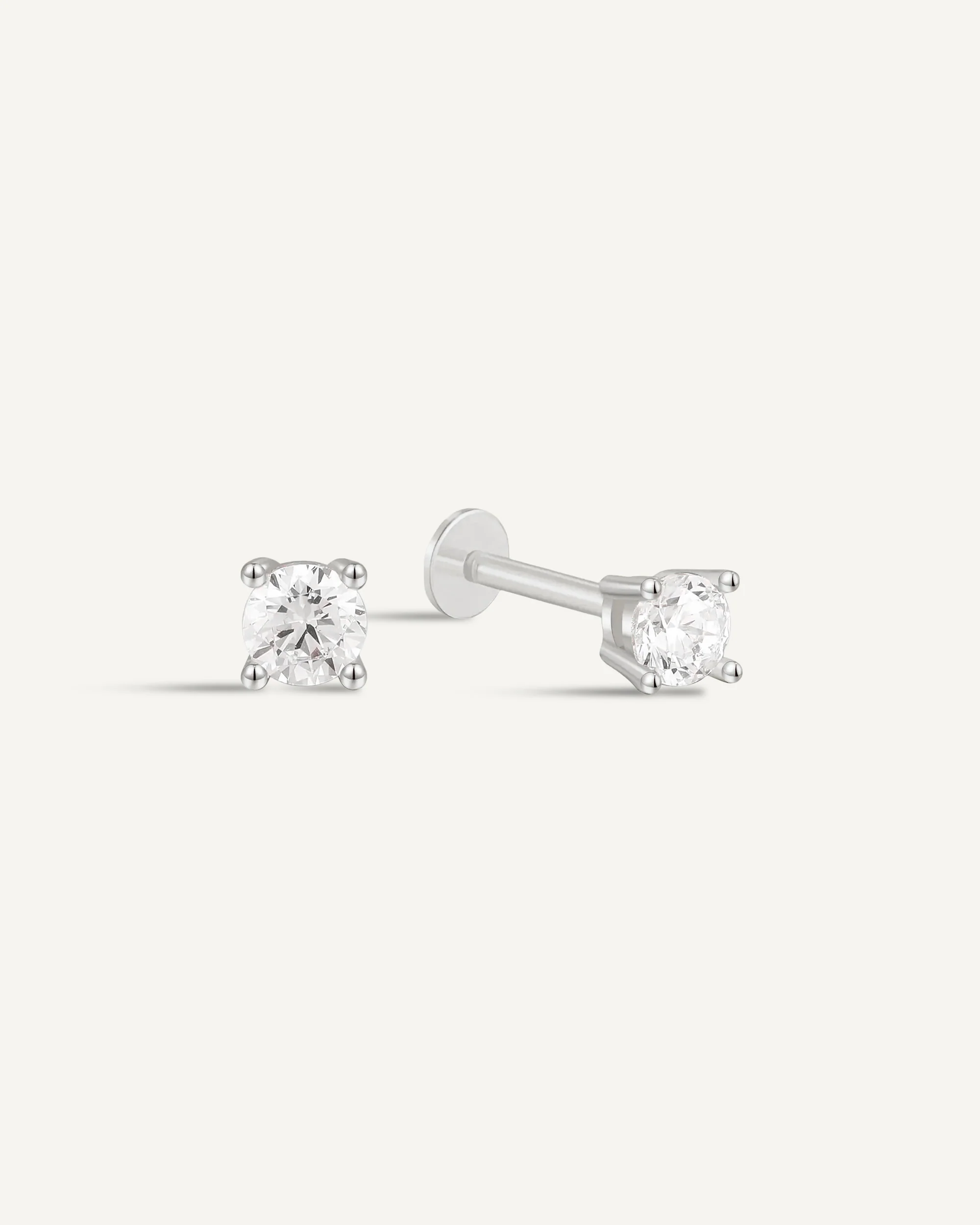 Essential Flat Back Diamond Studs In Silver - Image 9