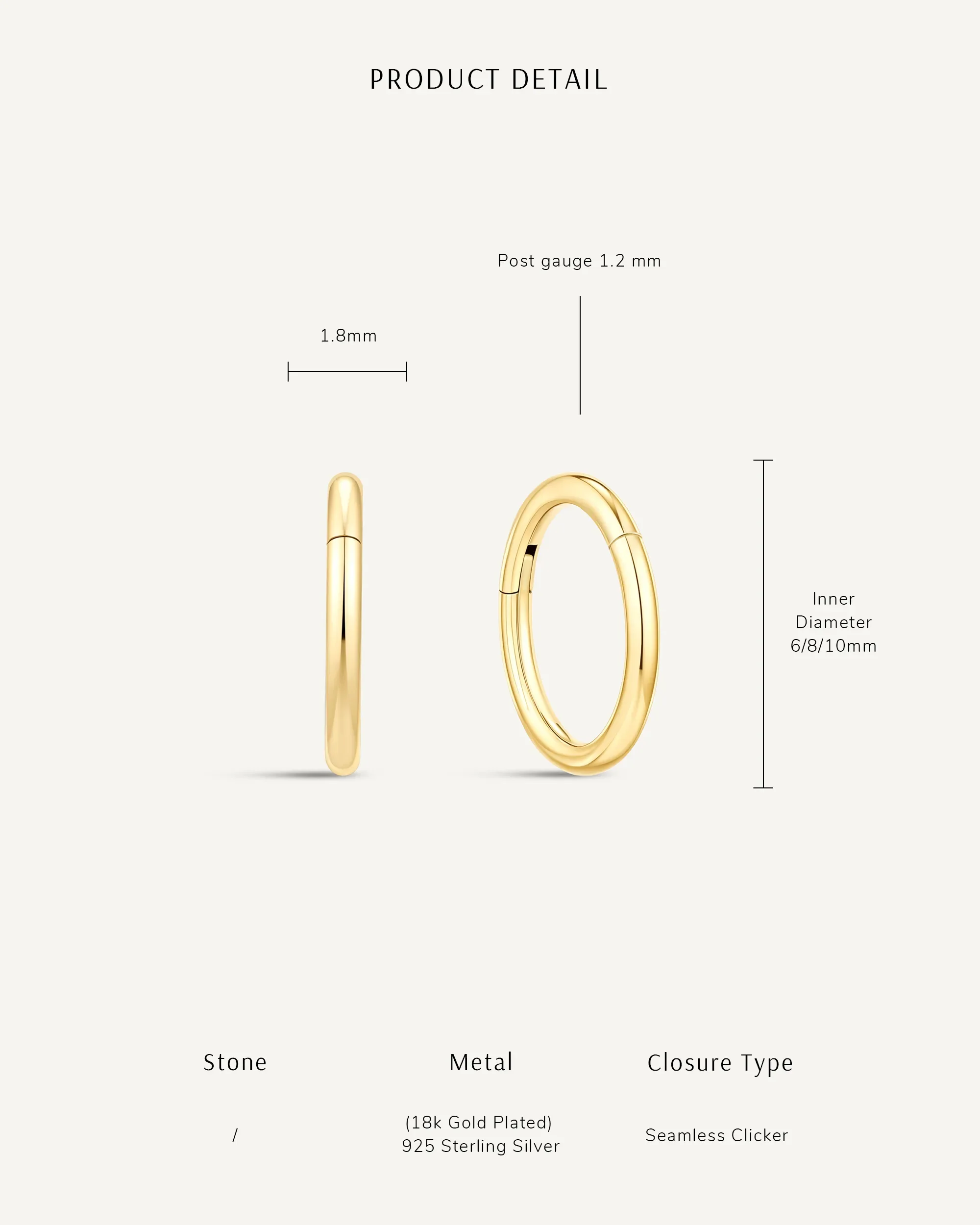 Essential Titanium Clicker Huggies In Gold - Image 10