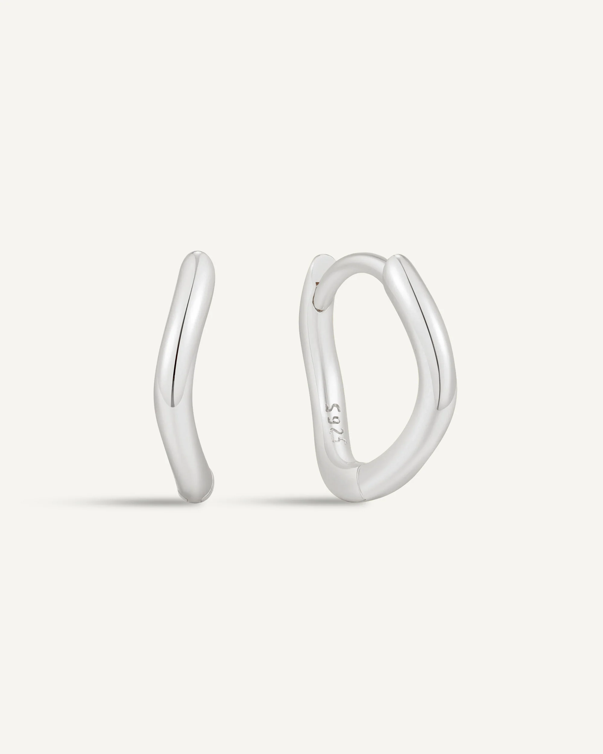 Essential Wavy Huggie Hoops In Silver