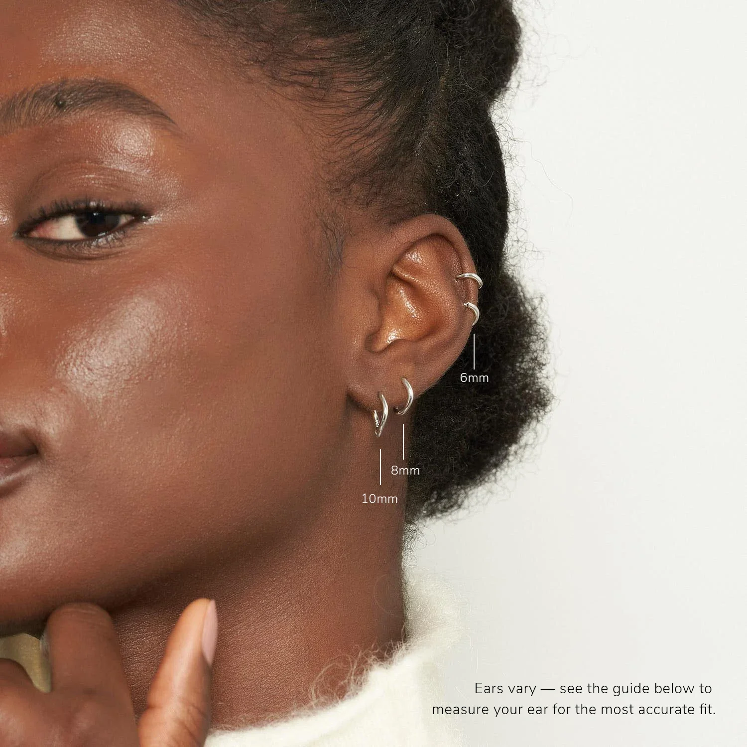 Essential Wavy Huggie Hoops In Silver - Image 4
